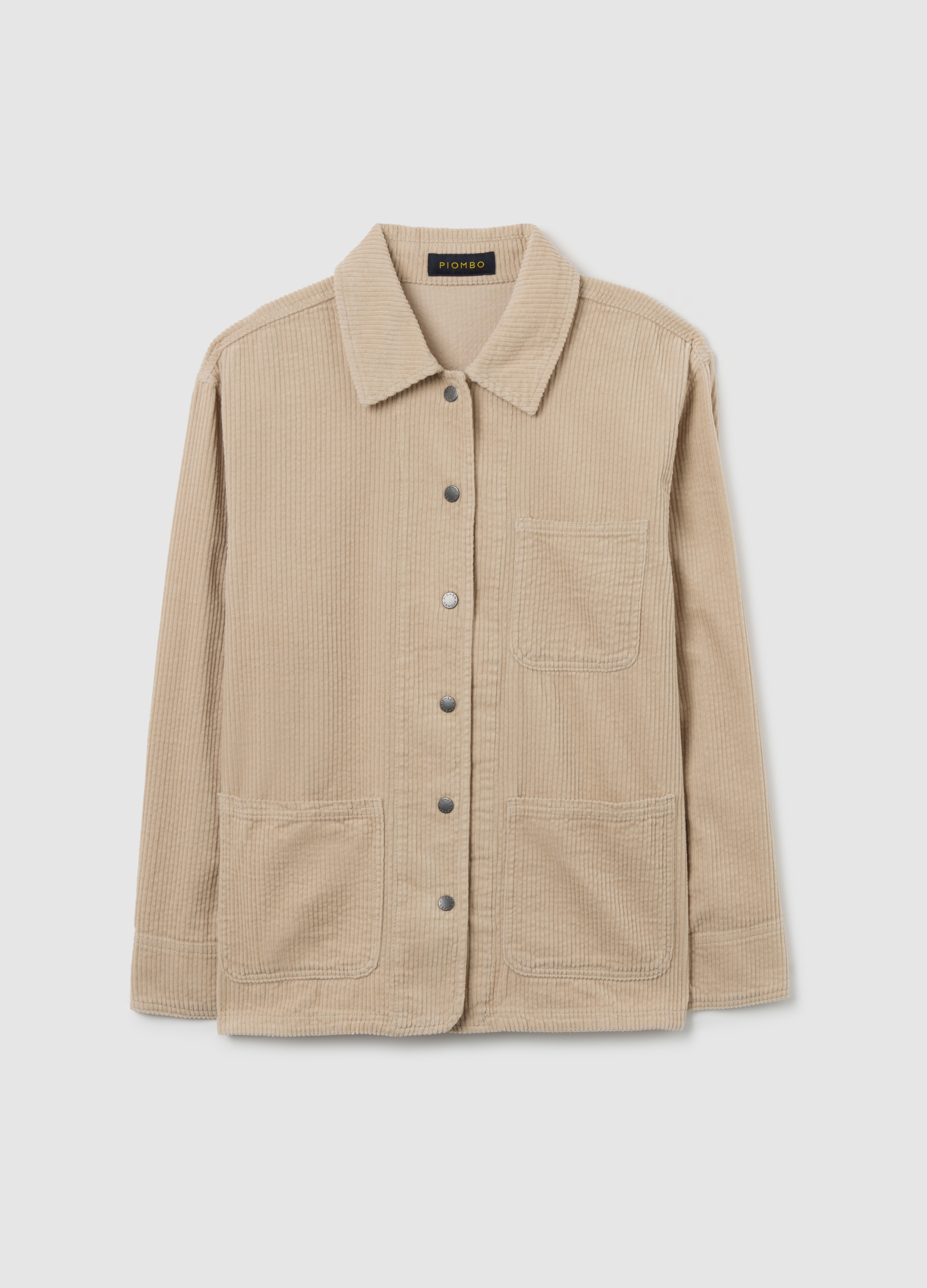 PIOMBO, Camisa Beige De Pana De Algodón Puro Con Ajuste Regular, Mujer, Beige Claro, Talla: 34