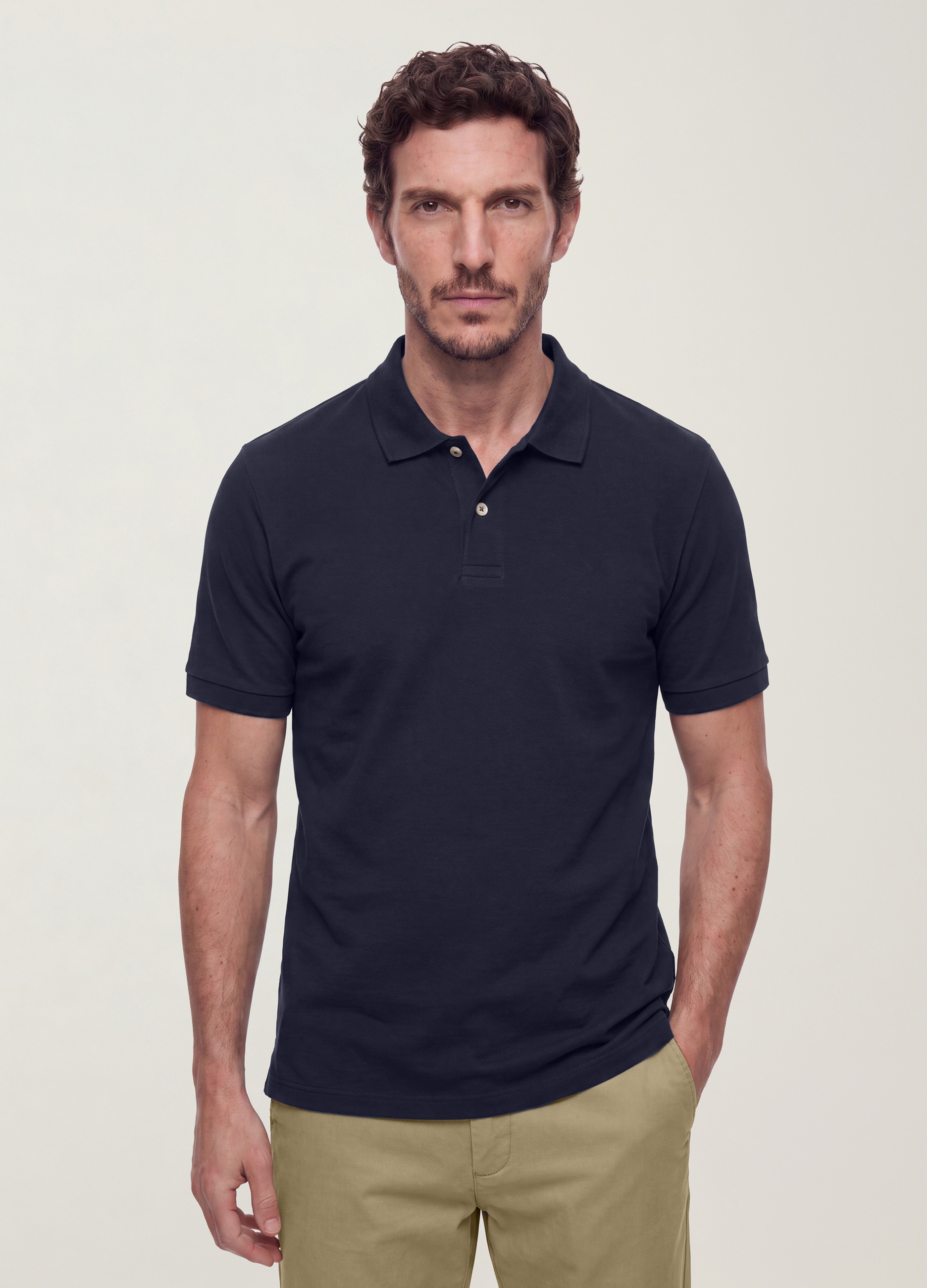 OVS, Polo Blu In Puro Cotone Piquet Con Colletto Classico Regular Fit, Uomo, Blu, Taglia: L