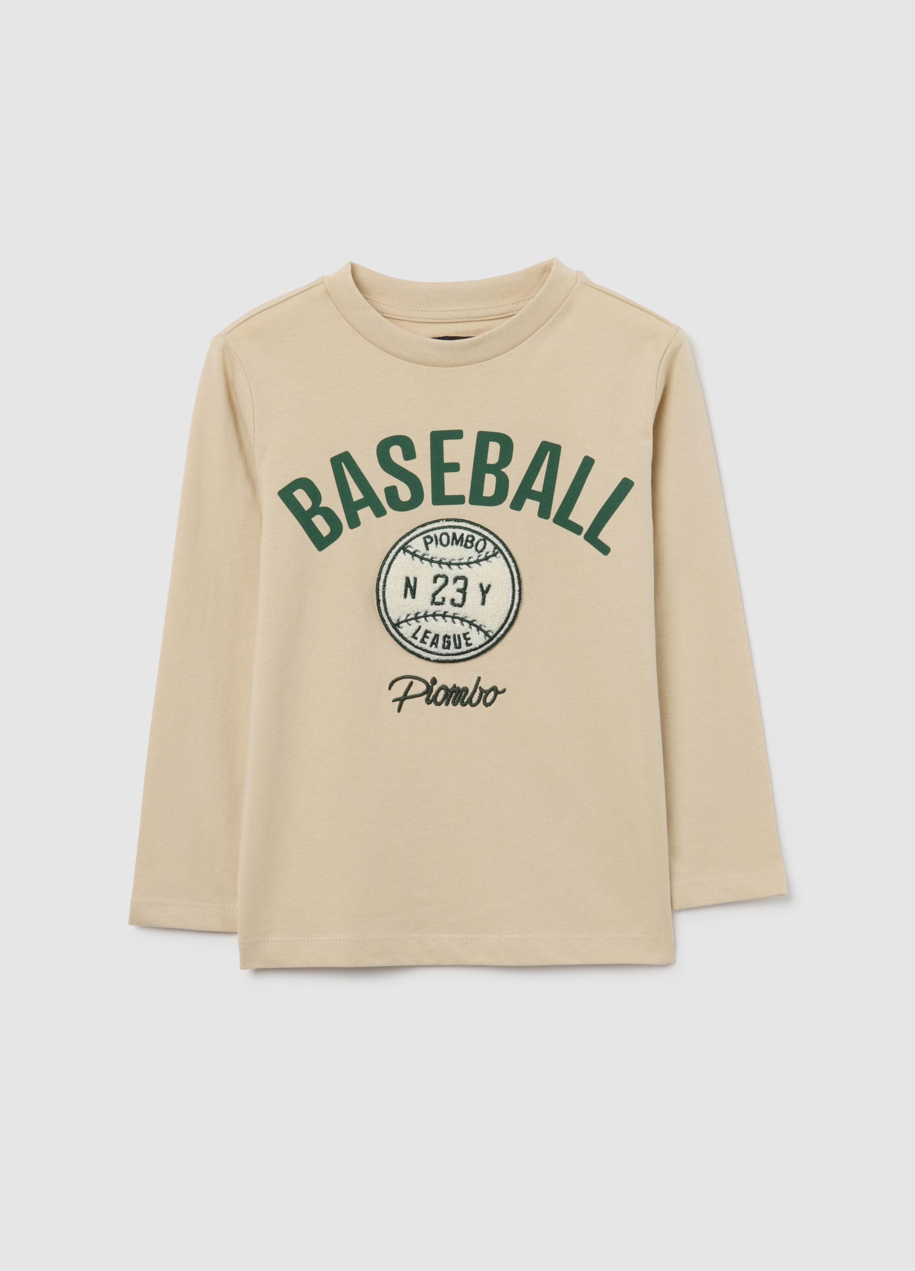 PIOMBO KIDS, Camiseta Para Niño De Algodón Puro Beige, Ajuste Regular, Niño, Beige Claro, Talla: 12