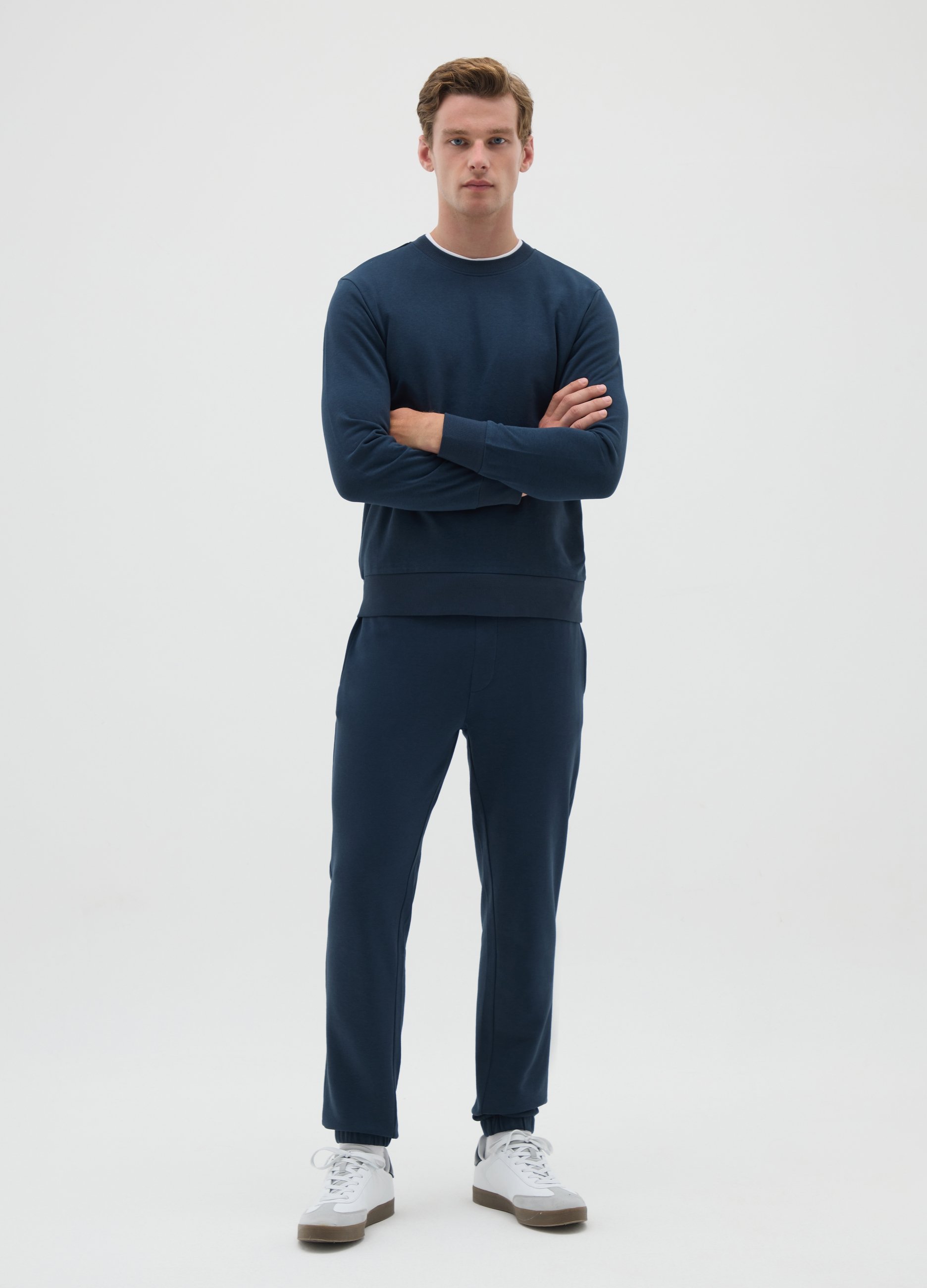 Joggers De Hombre En Azul Mezcla De Algodón, Ajuste Regular, Hombre, Azul oscuro, Talla: XL