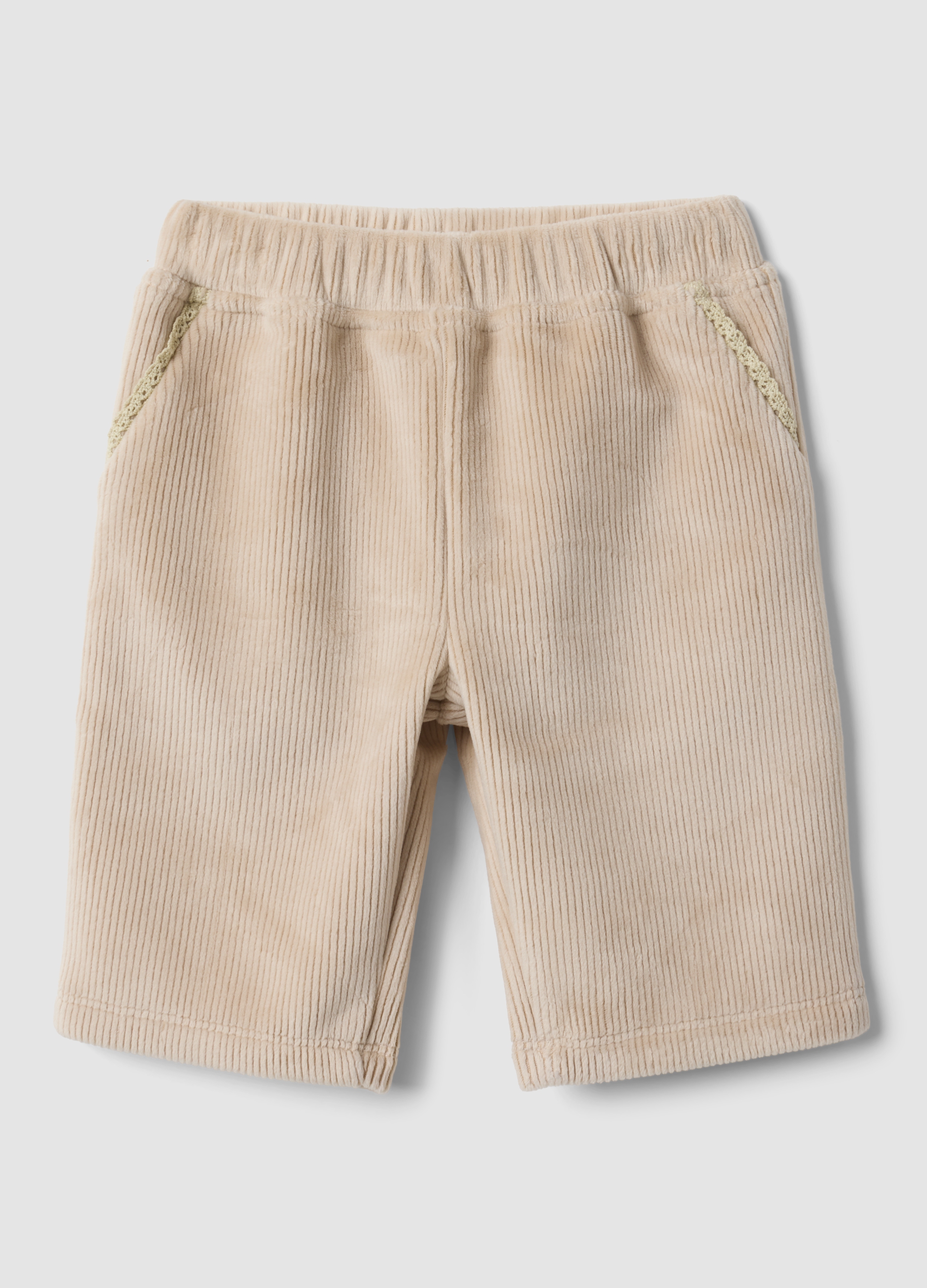 FAGOTTINO, Pantaloni Beige In Tessuto Elasticizzato A Coste Per Neonata, Beige, Taglia: 3-6