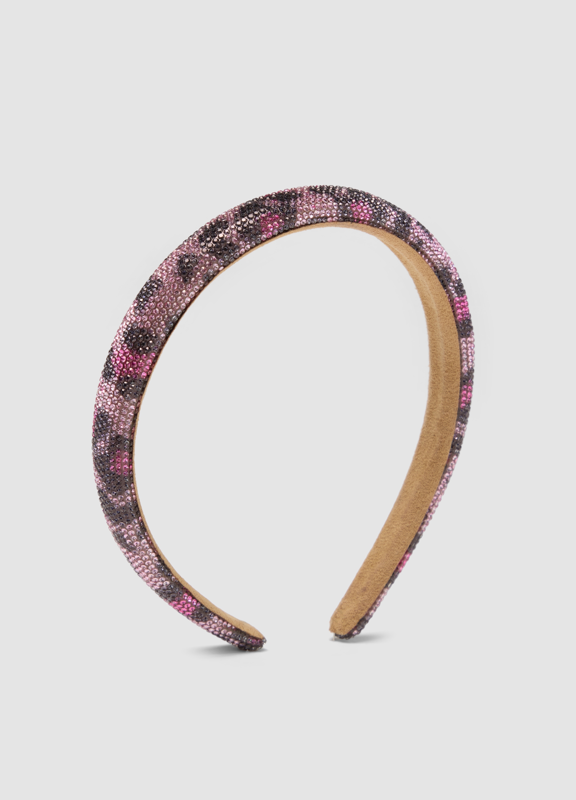OVS KIDS, Cerchietto Rosa Con Strass E Fantasia Animalier Per Bambina E Ragazza, Rosa, Taglia: ONE SIZE
