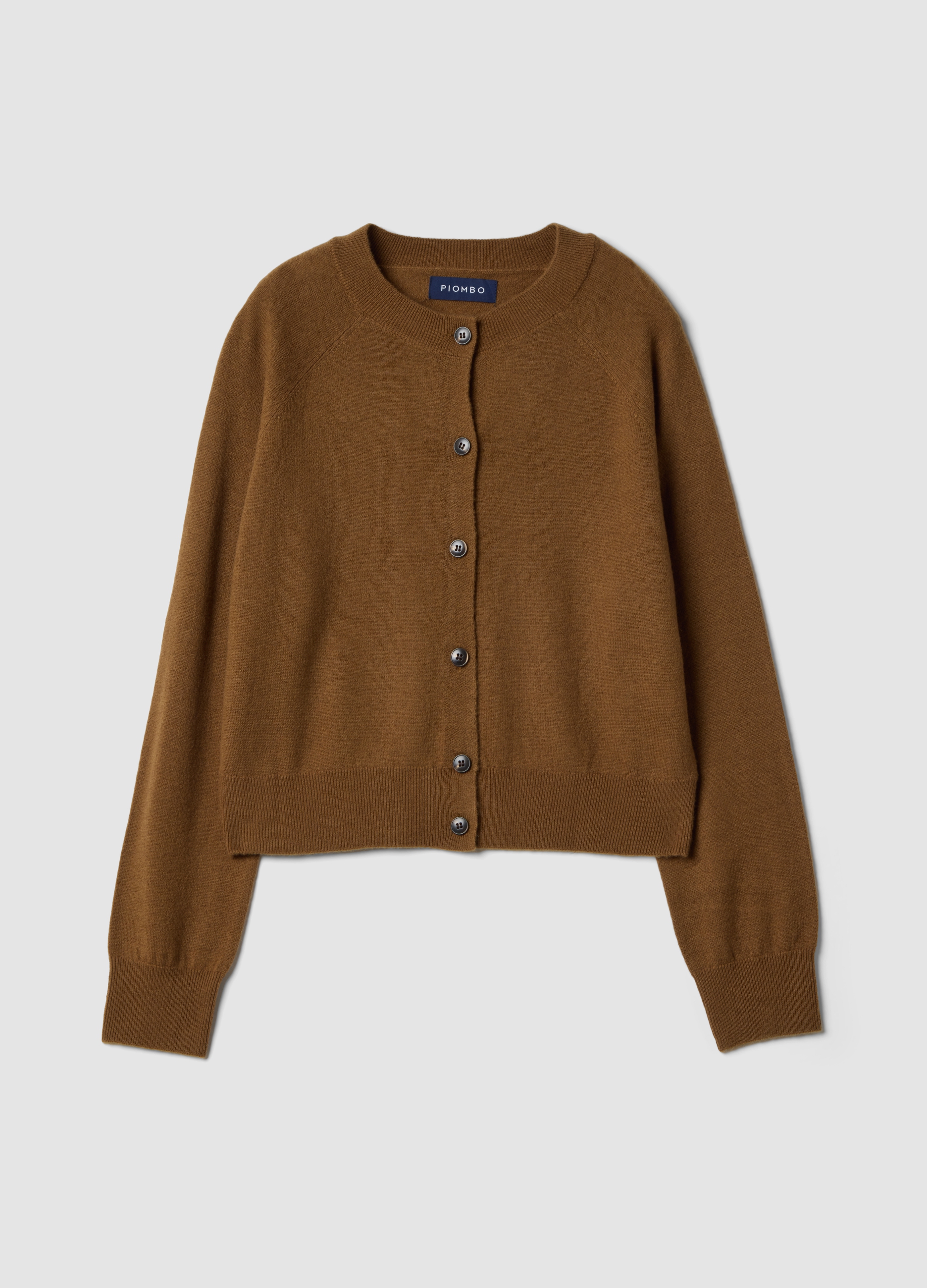 Piombo Contemporary, Cardigan Marrone In Pura Lana A Girocollo Regular Fit, Donna, Marrone, Taglia: XL