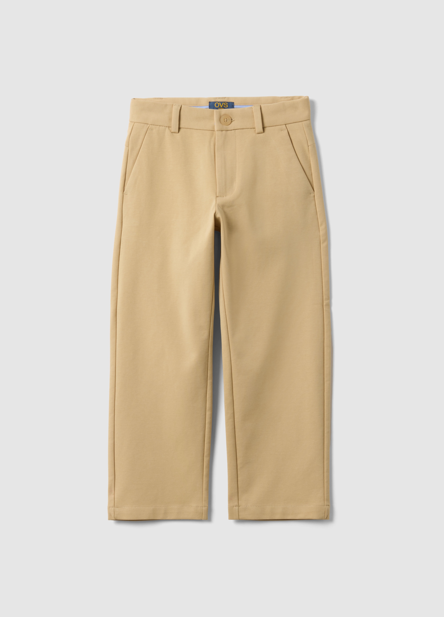 OVS KIDS, Pantalones Chino Beige De Algodón Elástico Para Niños Ajuste Regular, Niño, Beige Claro, Talla: 5-6