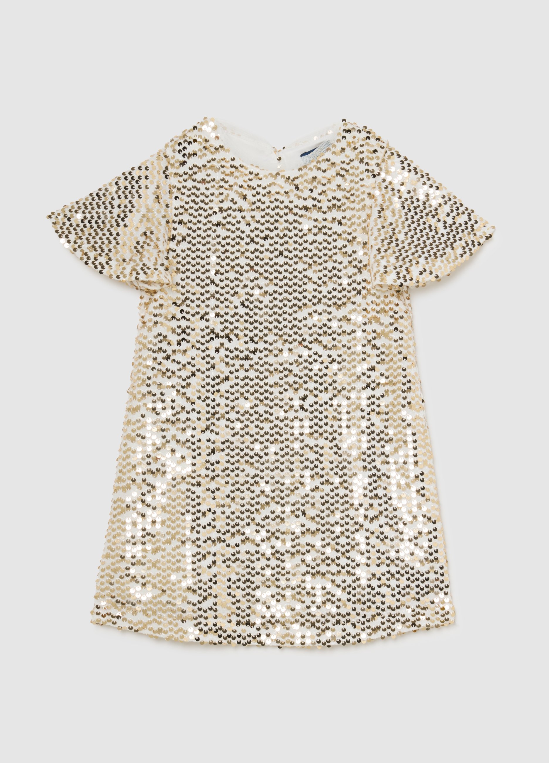OVS KIDS, Abito Beige Da Bambina Regular Fit Con Paillettes, Niña, Beige Jaspeado, Talla: 9-10
