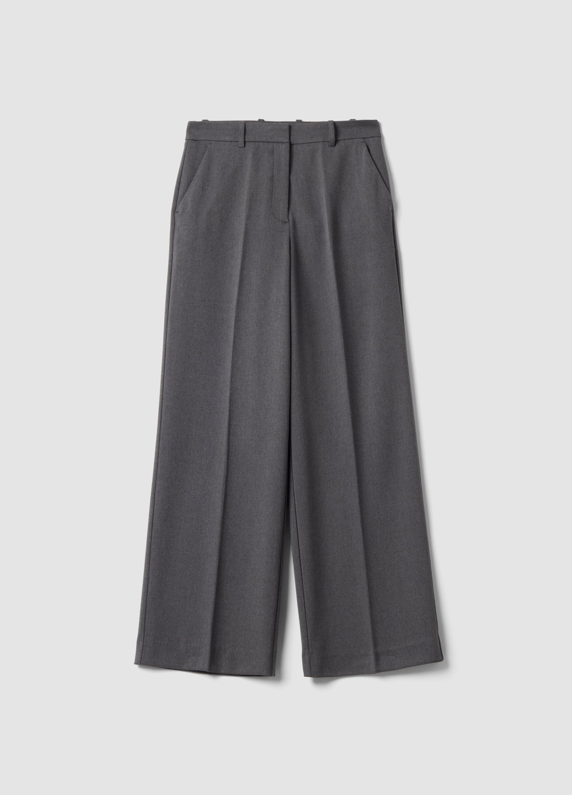 Piombo Contemporary, Pantaloni Formali Grigi Flare In Viscosa Elasticizzata, Donna, Grigio, Taglia: 48
