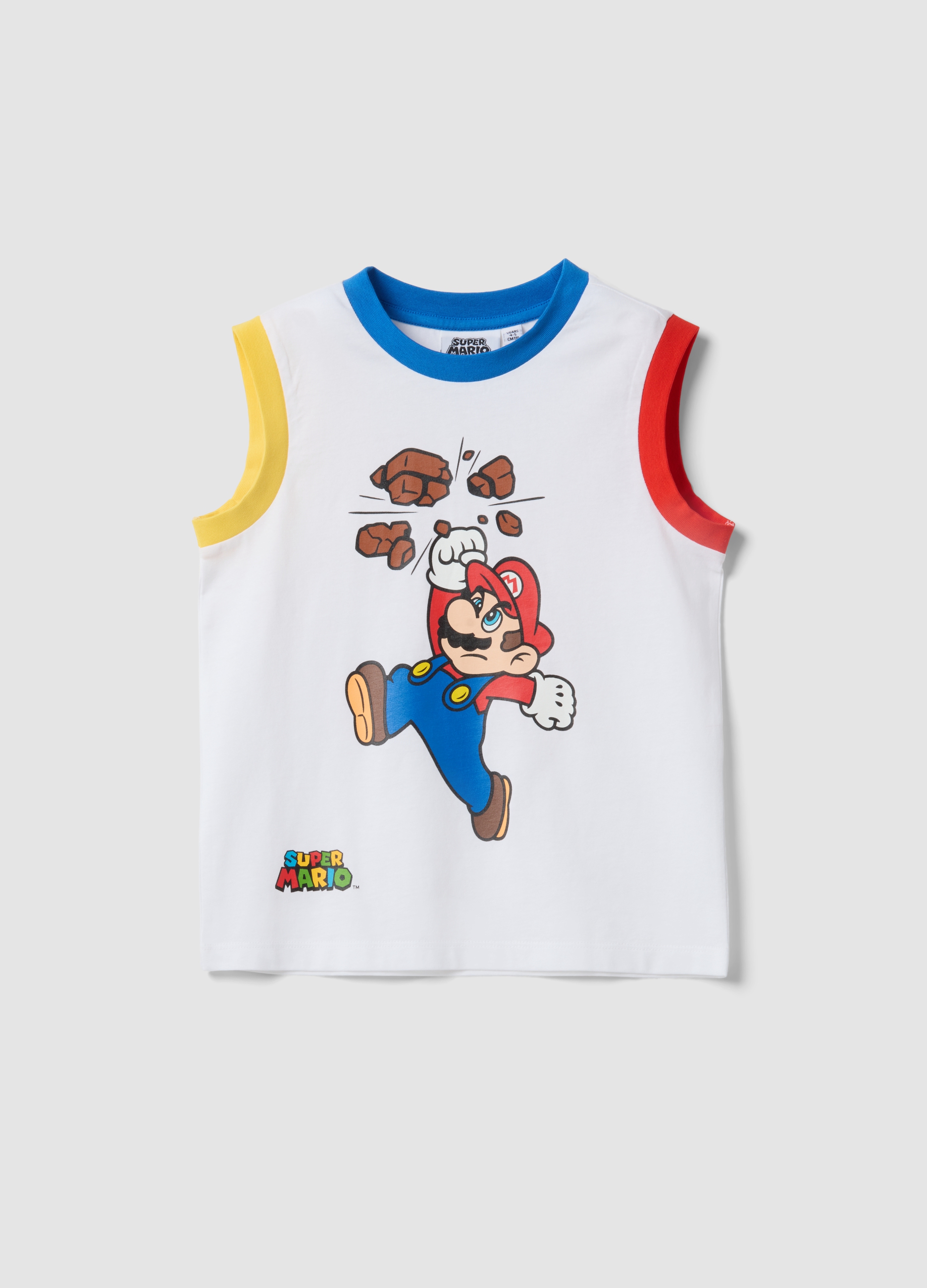 NINTENDO, Camiseta De Tirantes Infantil Blanca De Algodón Puro Con Super Mario, Niño, Blanco óptico, Talla: 7-8