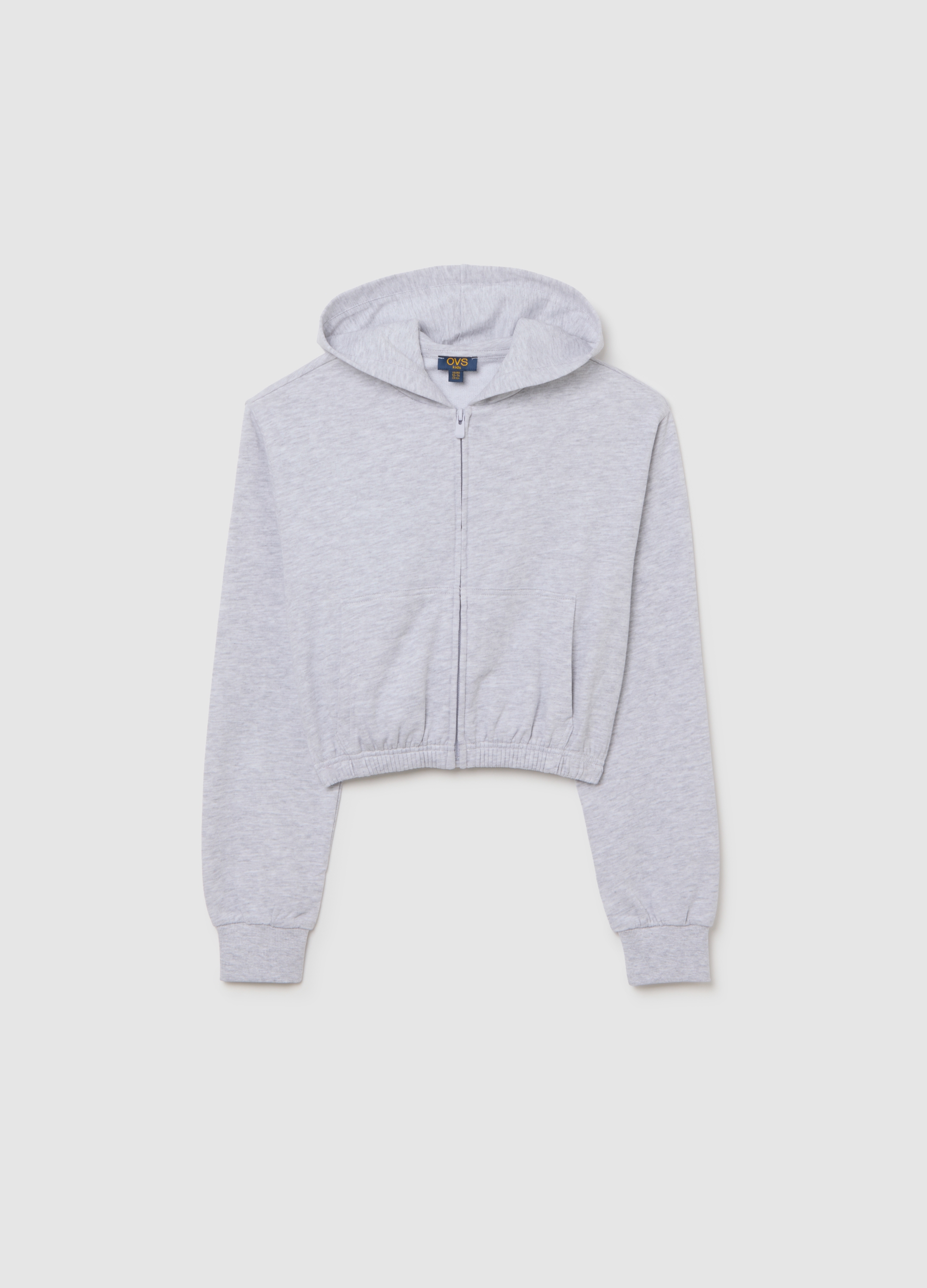 OVS KIDS, Sudadera Gris Con Capucha Y Cremallera Completa Ajustada Para Chica En Mezcla De Algodón, Niña, Gris claro, Talla: 10-11