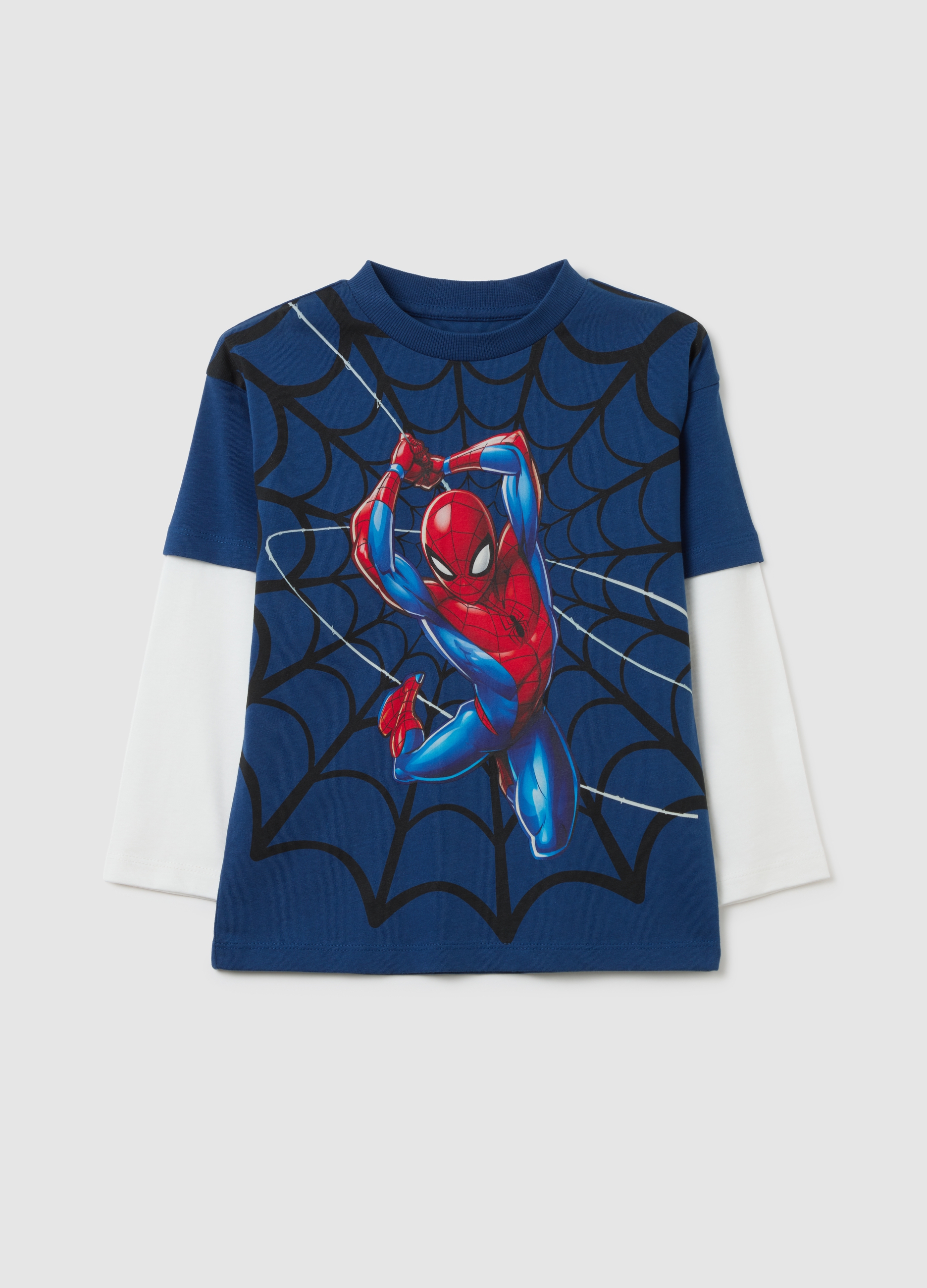 MARVEL, Camiseta Infantil De Puro Algodón Multicolor Con Estampado, Niño, Azul/Blanco, Talla: 3-4