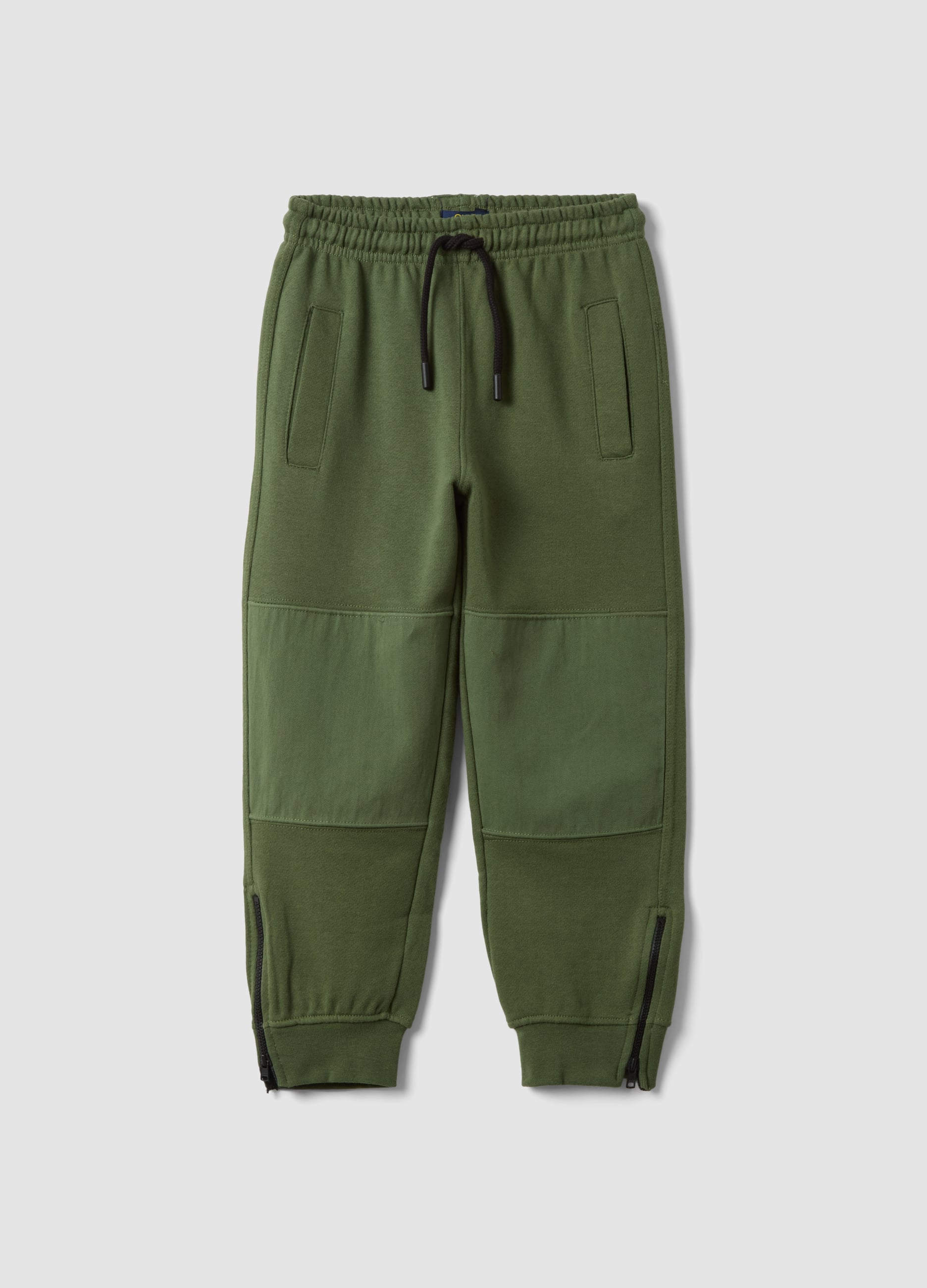 OVS KIDS, Pantaloni Jogger Verdi In Misto Cotone Con Coulisse, Bambino, Verde, Taglia: 3-4