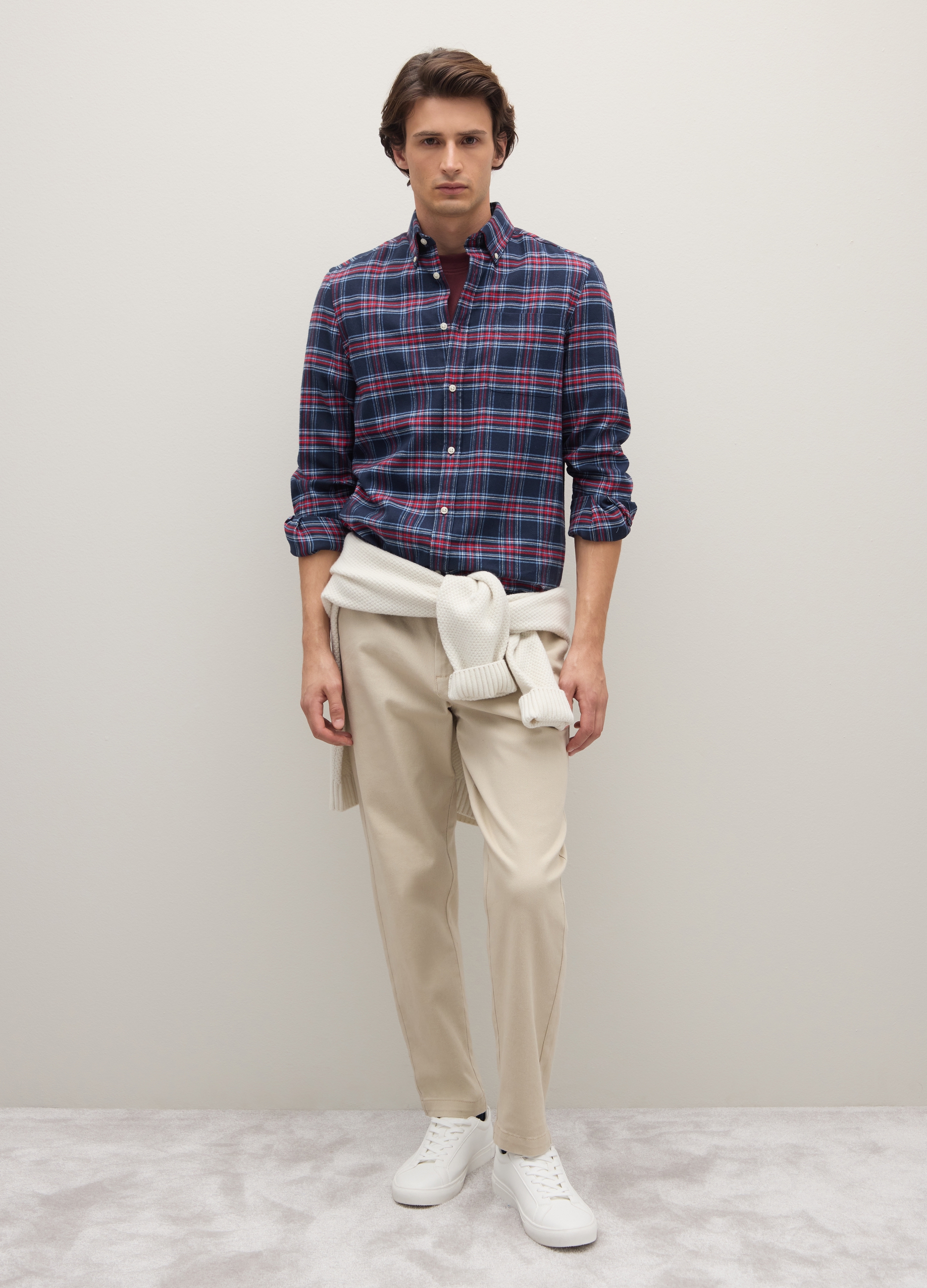 PIOMBO, Camicia A Quadri Multicolor In Puro Cotone Regular Fit In Flanella, Uomo, Multicolor, Taglia: M