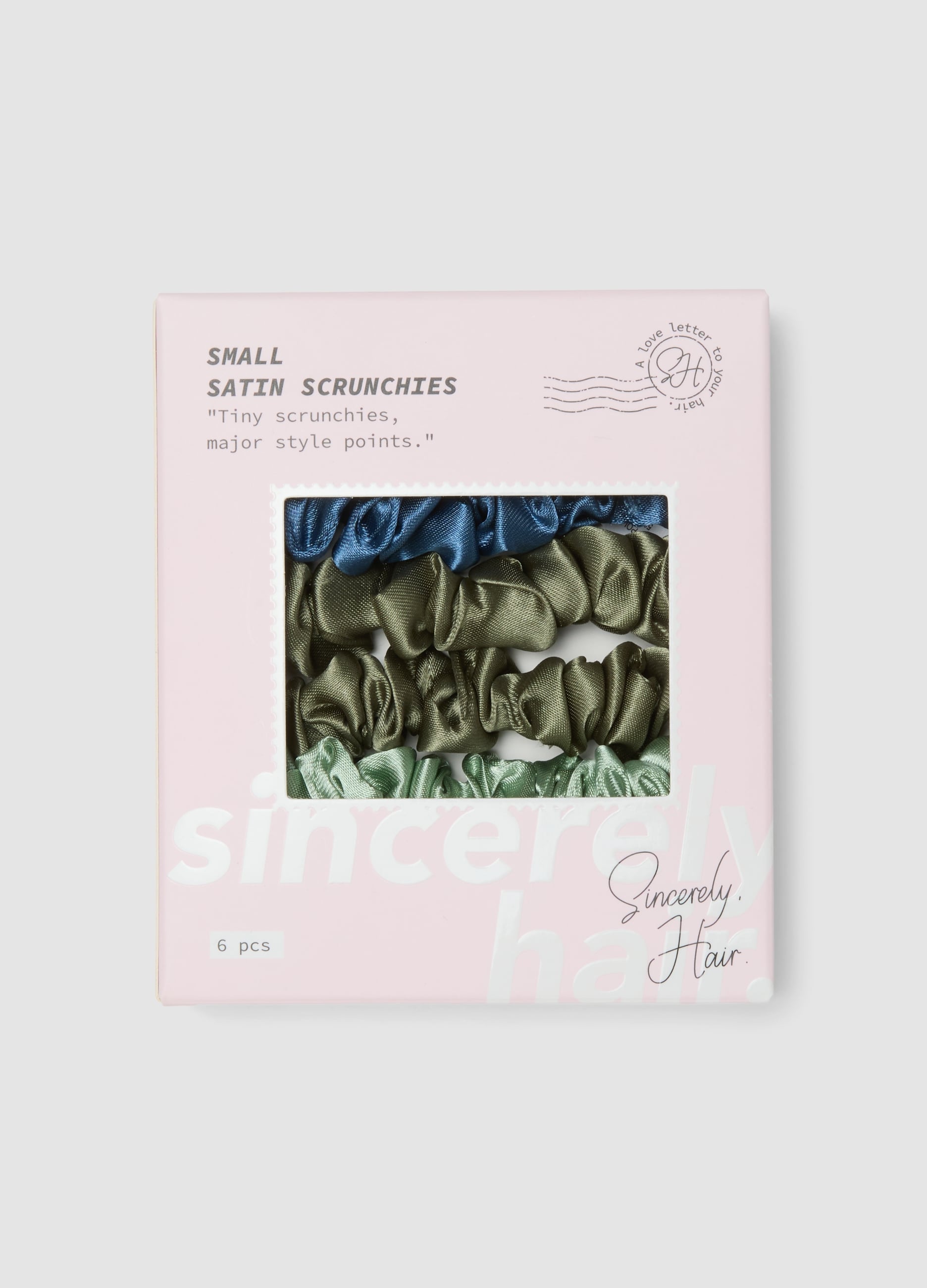 SINCERELY HAIR, Sincerely Hair Small Satin Scrunchies 6 Pezzi Blue & Green, Unisex, Multicolor, Taglia: FASUL