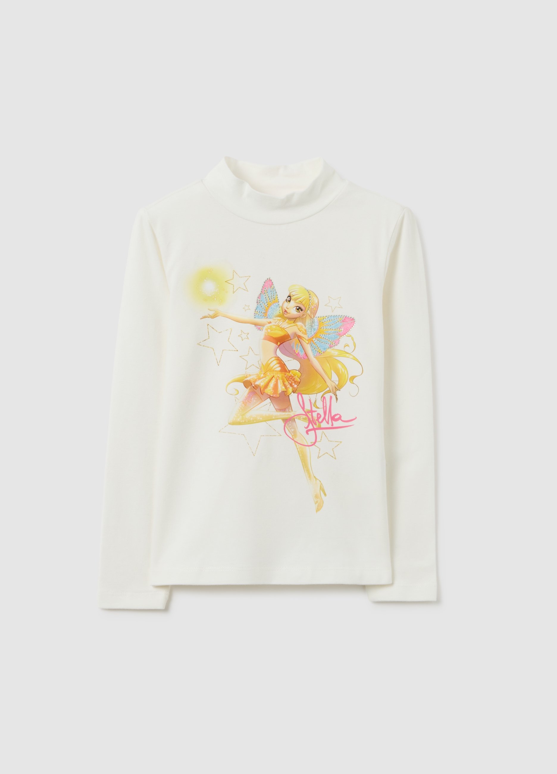 OVS KIDS, T-shirt Da Bambina In Cotone Elasticizzato Bianca Regular Fit Con Stampa, Bianco, Taglia: 4-5