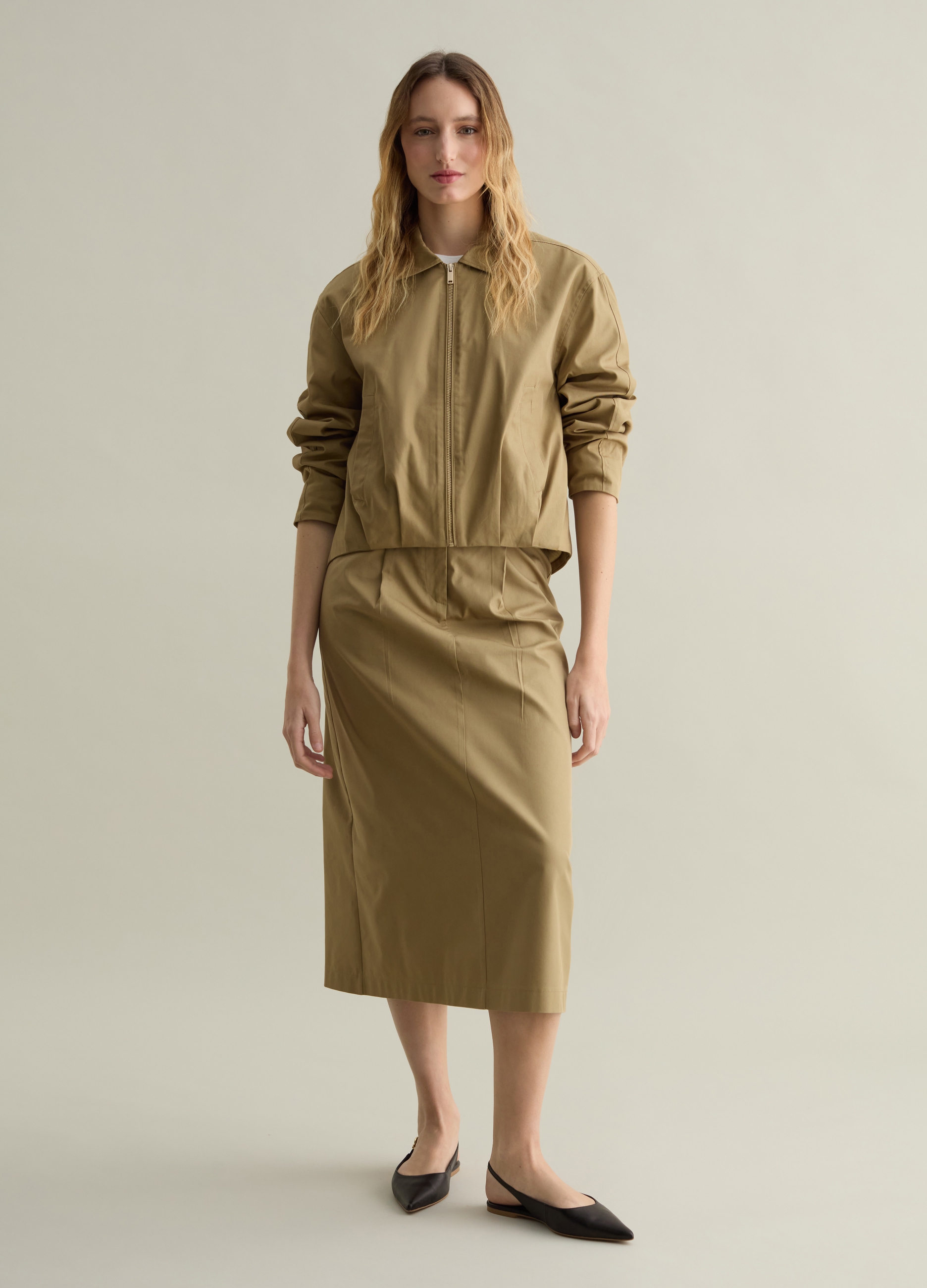 PIOMBO, Bomber Full-zip Con Colletto, Donna, Beige, Taglia: S