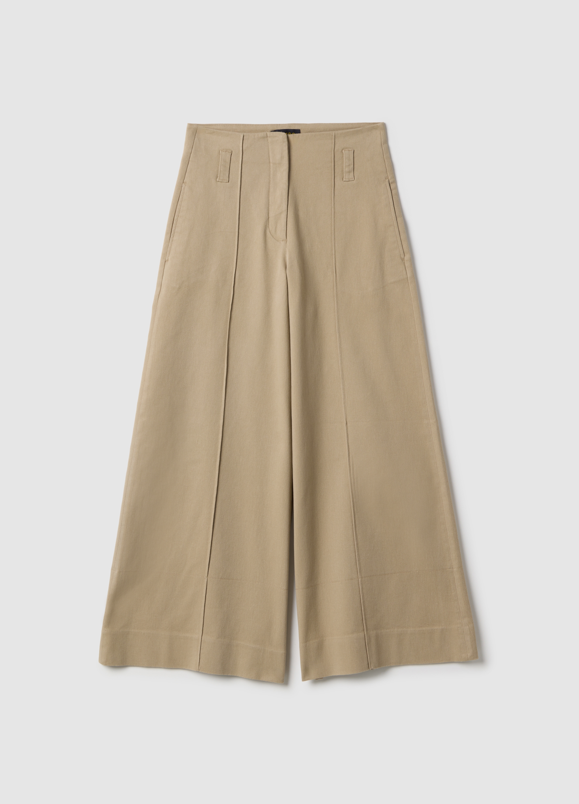 PIOMBO, Pantaloni Dritti Beige In Twill E Cotone Elasticizzato, Mujer, Beige Oscuro, Talla: 44