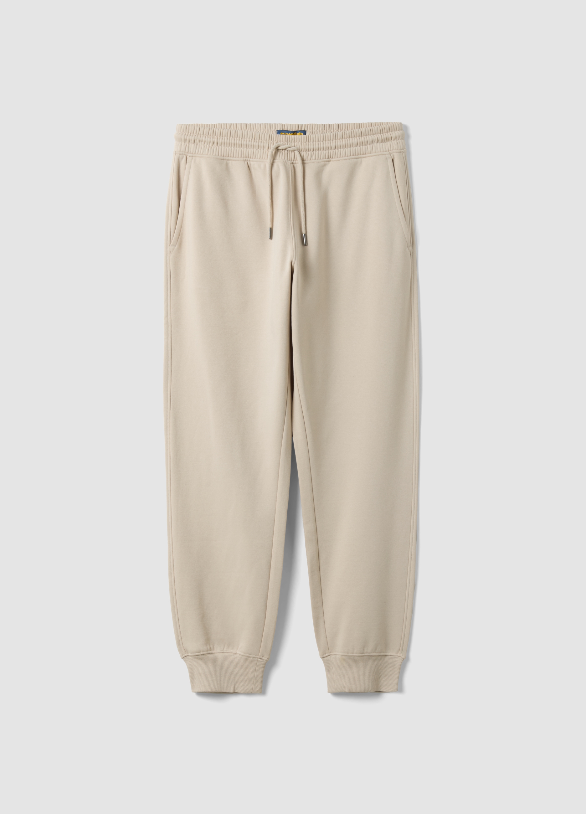 OVS, Jogger Beige In Misto Cotone Con Fondo A Polsino E Coulisse, Uomo, Beige, Taglia: L