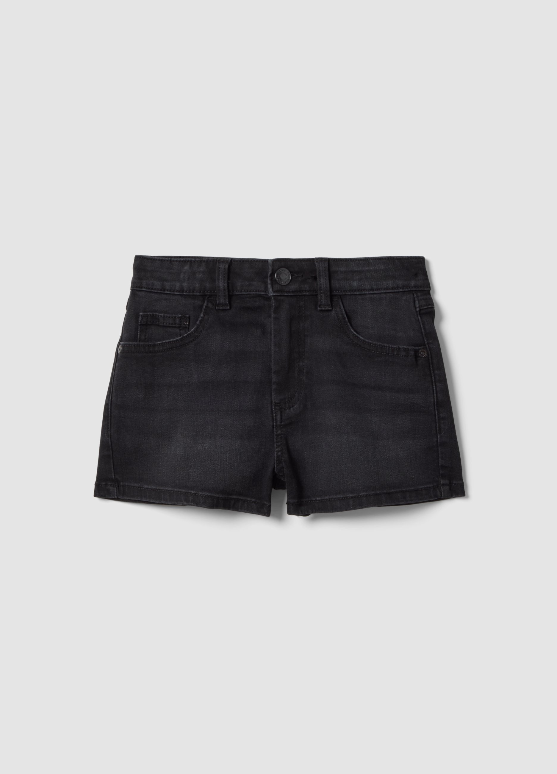 REPUBLIC OF DENIM, Short Vaquero Negro Para Niña En Mezcla De Algodón Elástico, Corte Slim, Niña, Negro, Talla: 13-14