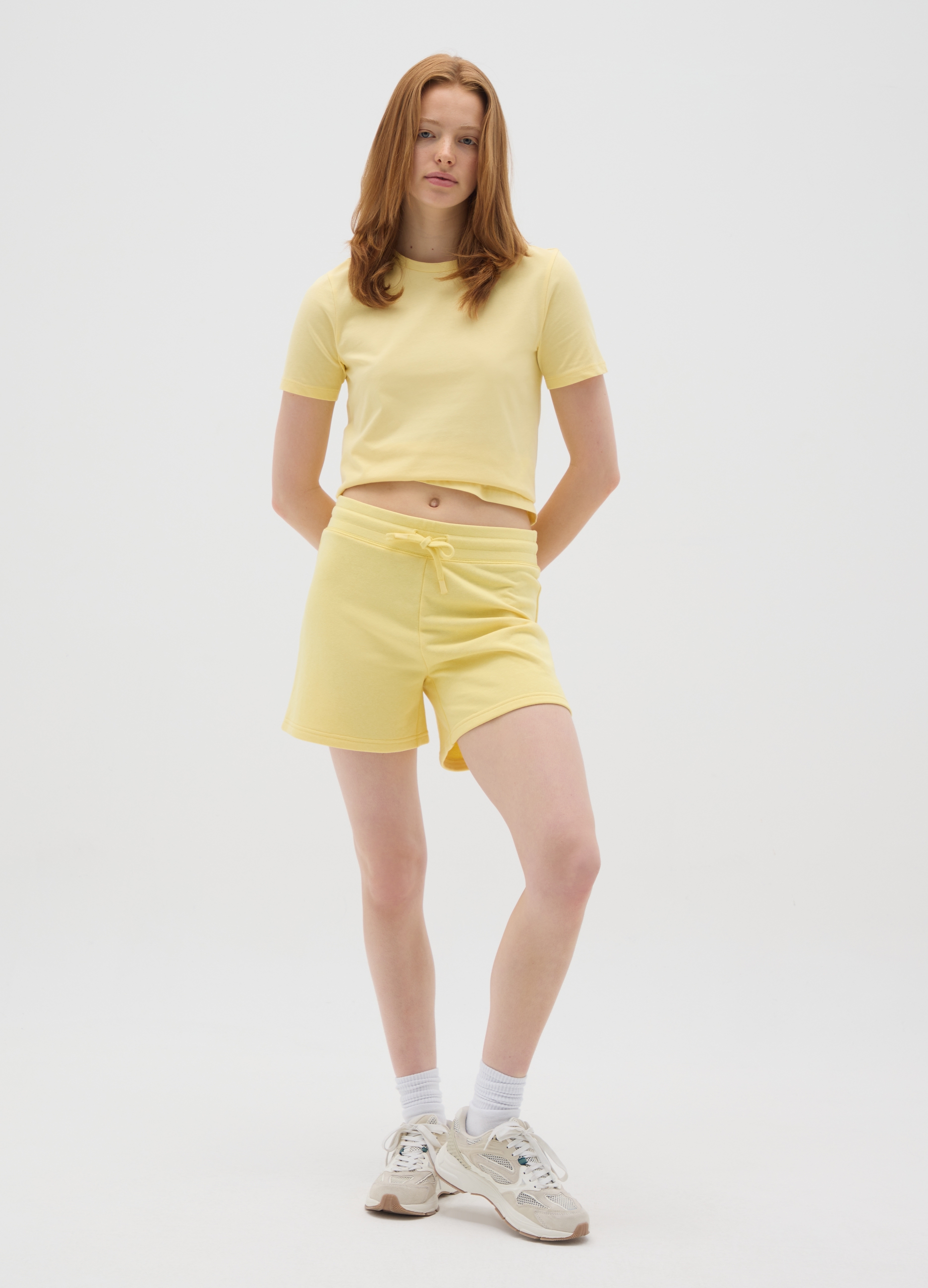 OVS , Shorts Da Donna In Misto Cotone Giallo Regular Fit, Giallo, Taglia: XS