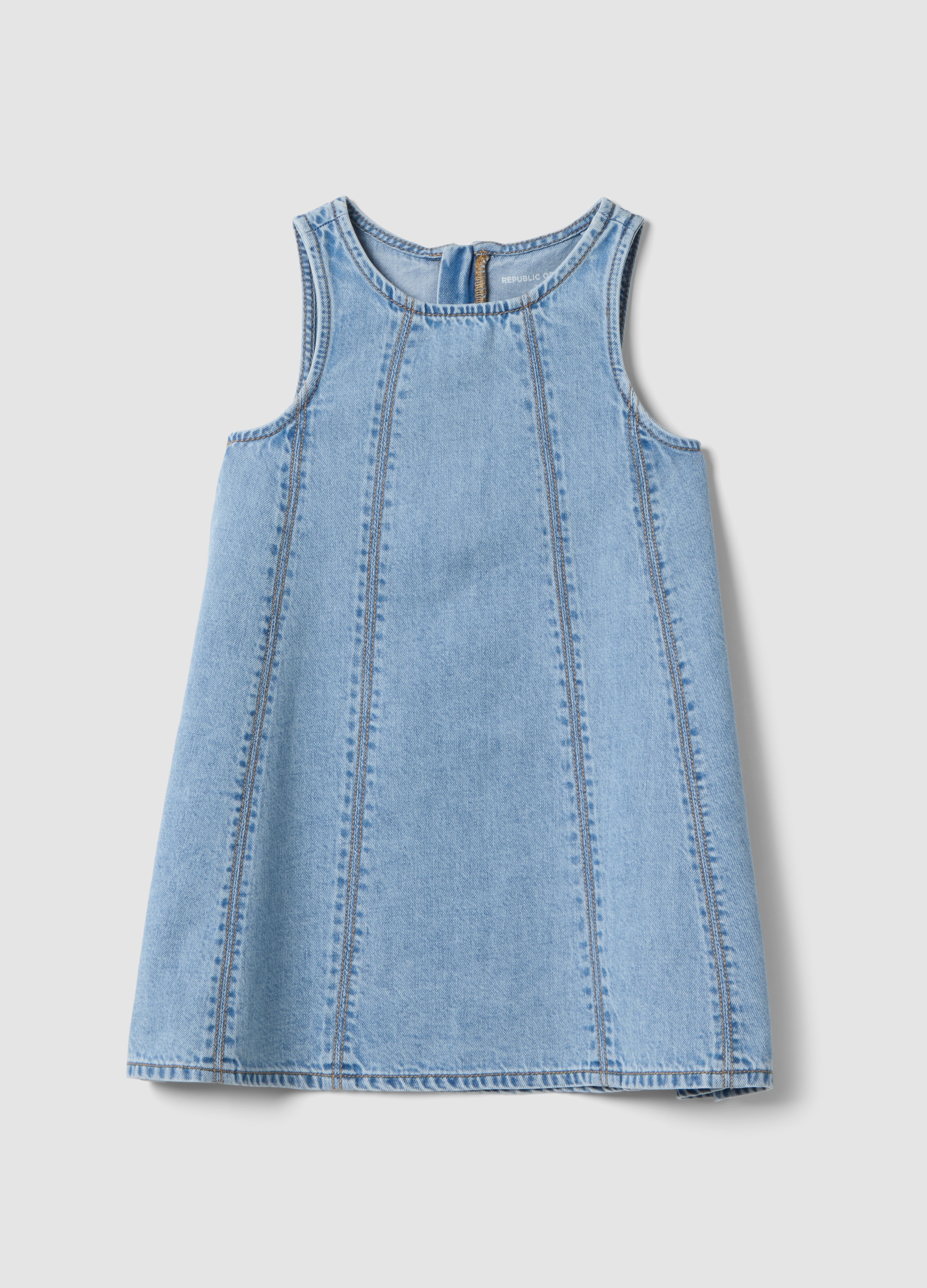 REPUBLIC OF DENIM, Vestido Vaquero Azul Claro Sin Mangas Para Niña En Mezcla De Algodón, Corte Oversize, Niña, Azul claro, Talla: 9-10