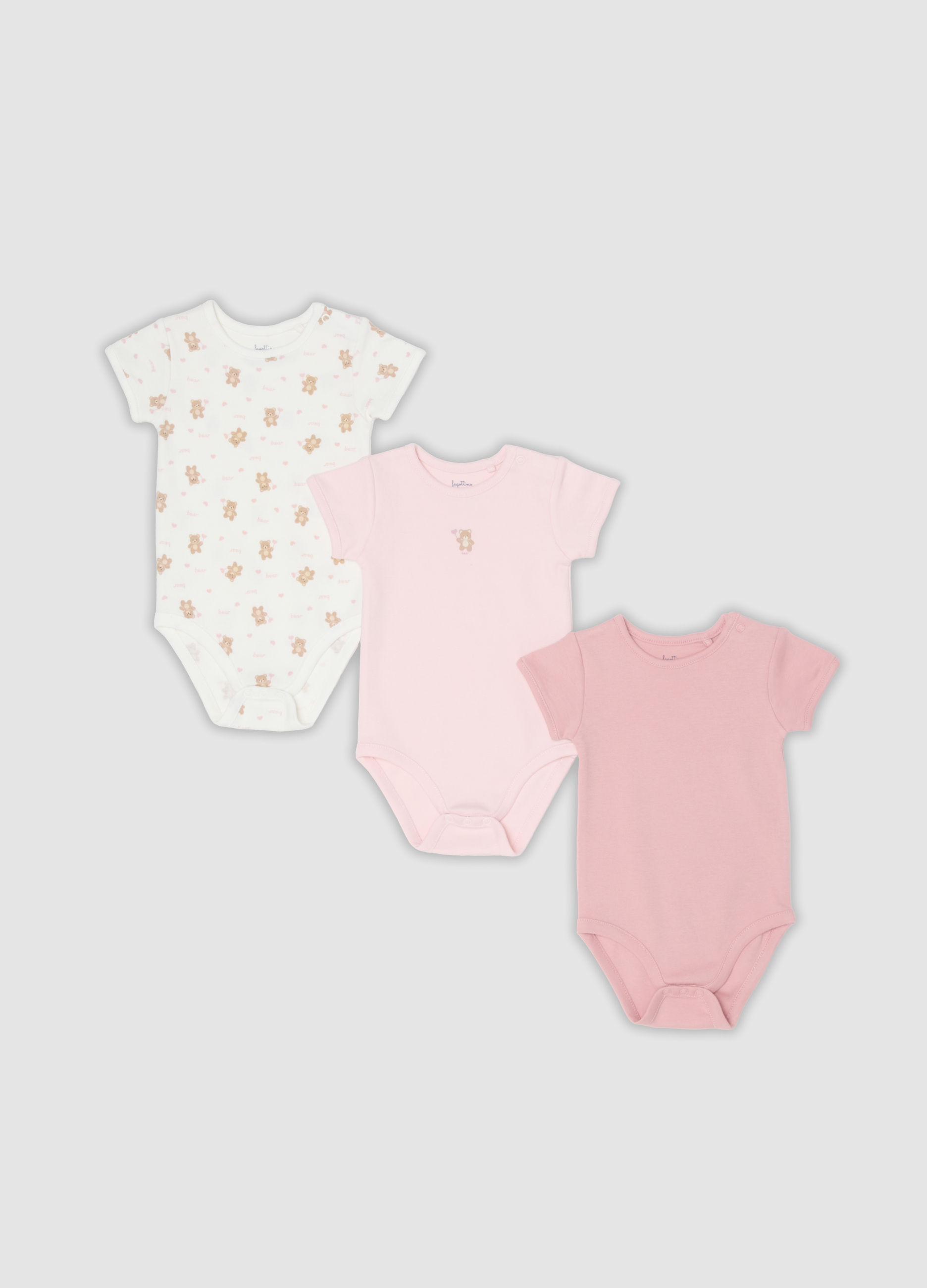 FAGOTTINO, Tripack Di Body Rosa In Puro Cotone Organico Per Neonata, Multicolor, Taglia: 1-3