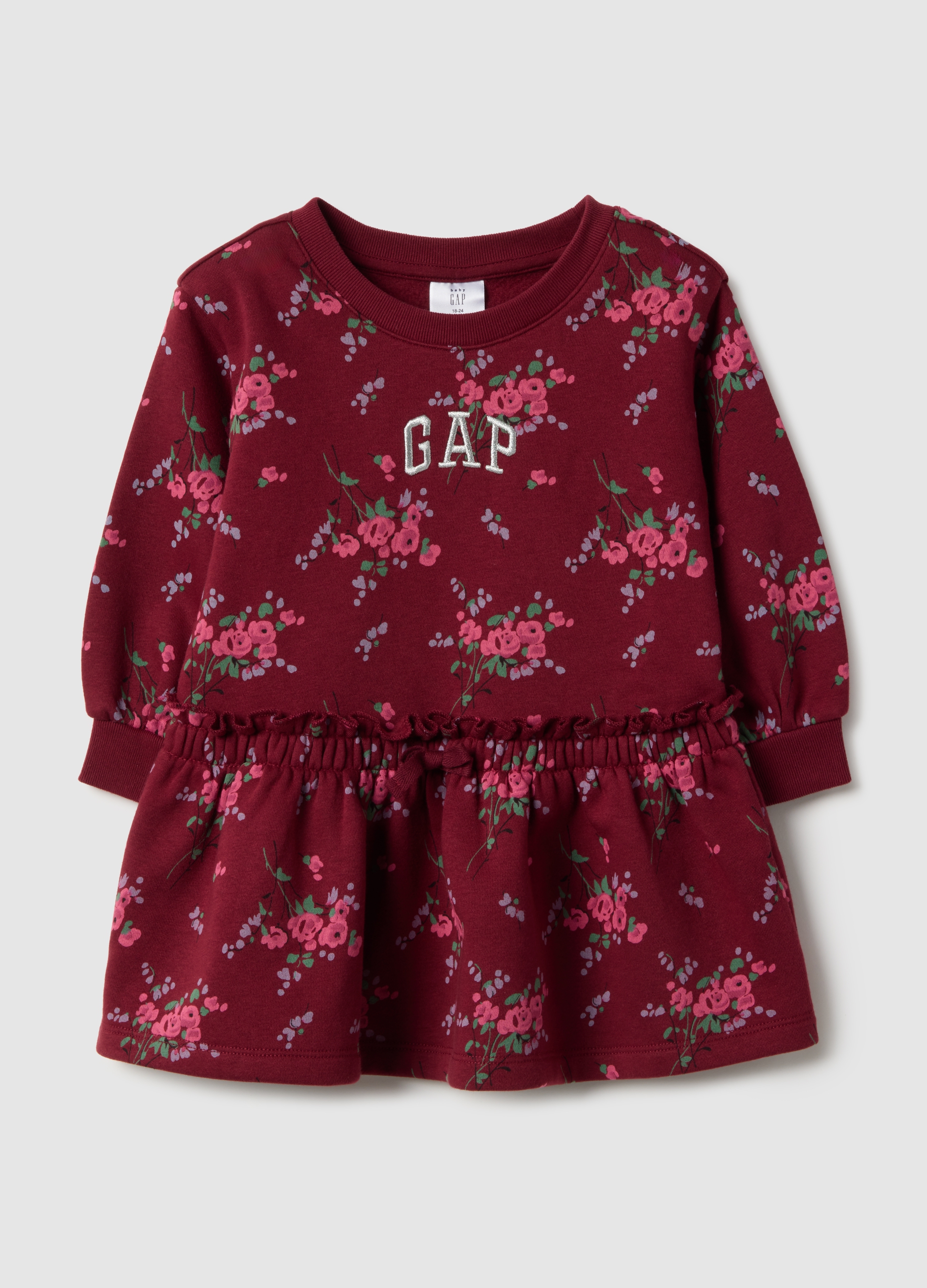 GAP KIDS, Vestito In Misto Cotone Con Stampa Floreale, Unisex, Rosso, Taglia: 4Y/99-107