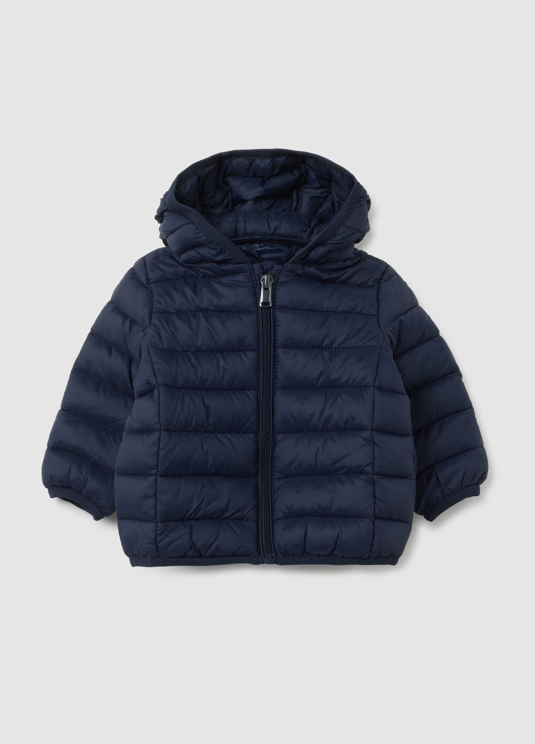 Chaqueta De Bebé Azul En Ajuste Regular Con Capucha, Unisex, Azul oscuro, Talla: 3-6