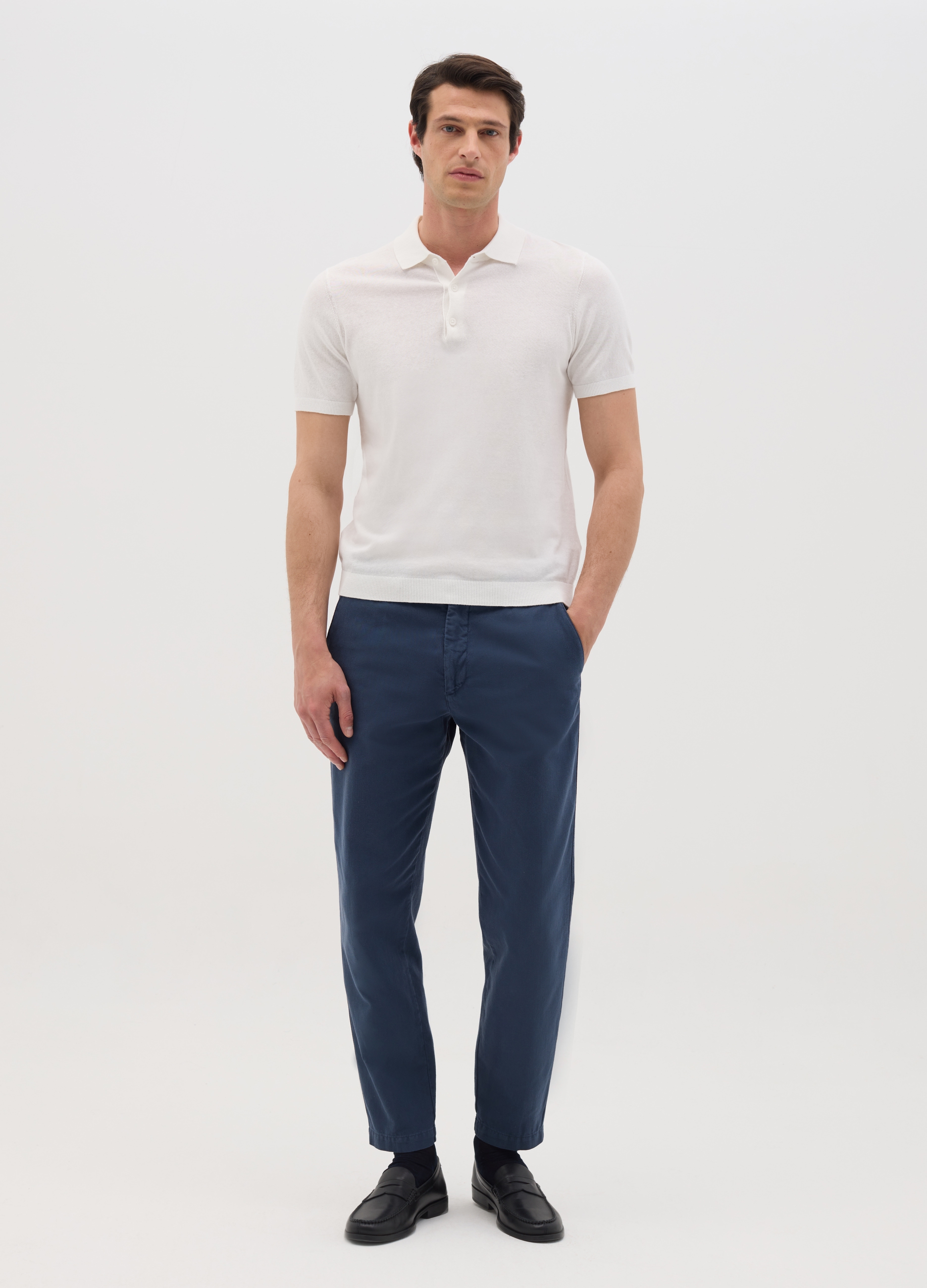 OVS, Pantalones Carrot Azules En Puro Algodón, Hombre, Azul oscuro, Talla: 48