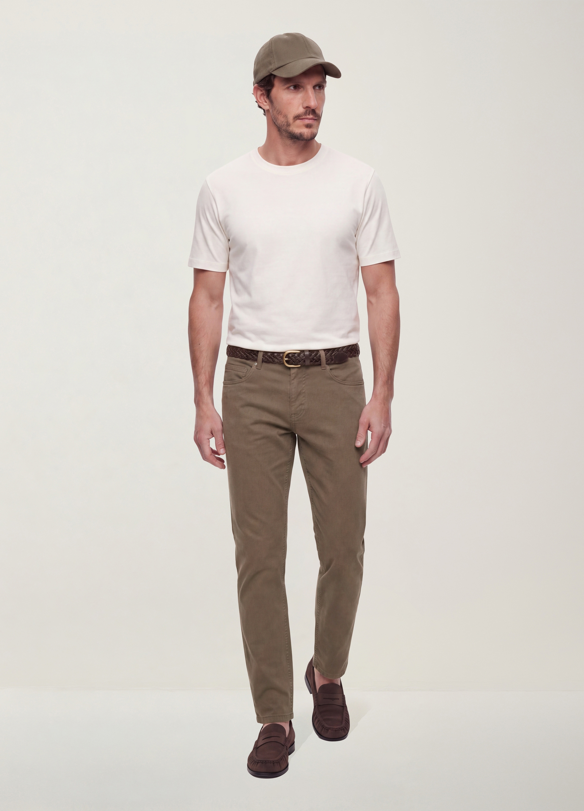 OVS, Pantaloni Marroni In Twill Di Cotone Elasticizzato Slim Fit, Uomo, Marrone, Taglia: 54