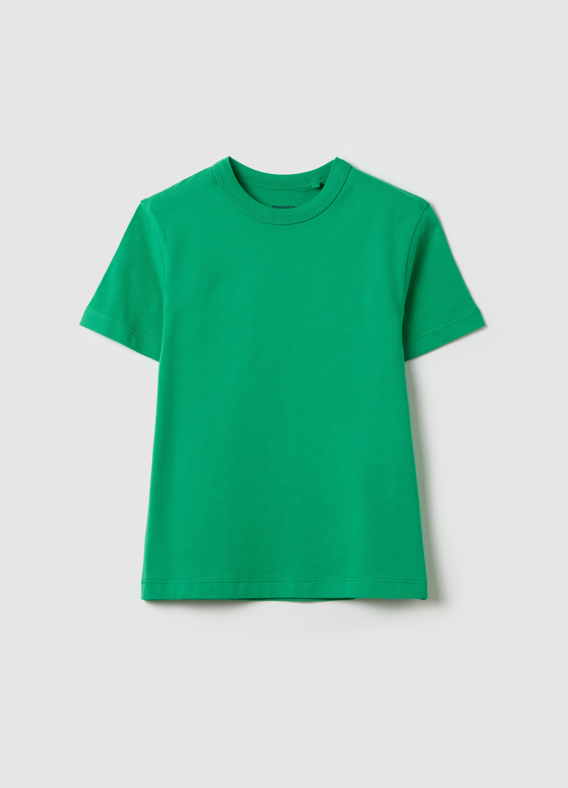 OVS, T-shirt In Cotone Bio Tinta Unita, Bambino, Verde, Taglia: 5-6