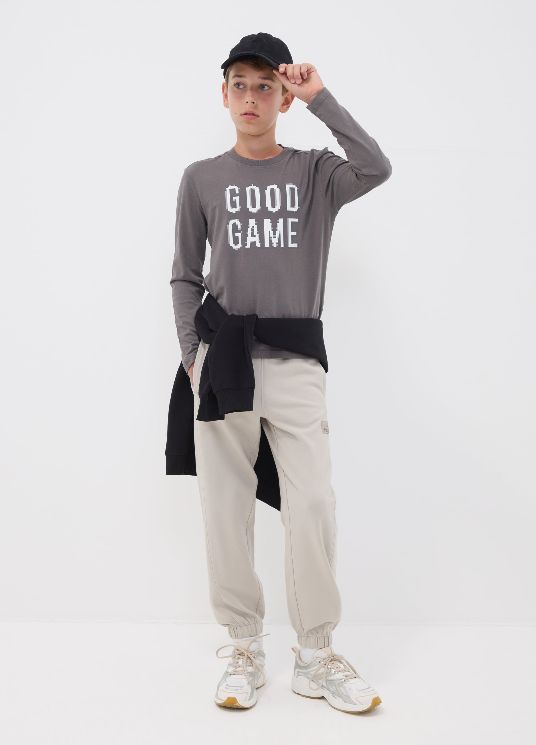 OVS KIDS, Pantaloni Jogger Grigi In Puro Cotone Over Fit Per Ragazzo, Bambino, Grigio, Taglia: 12-13