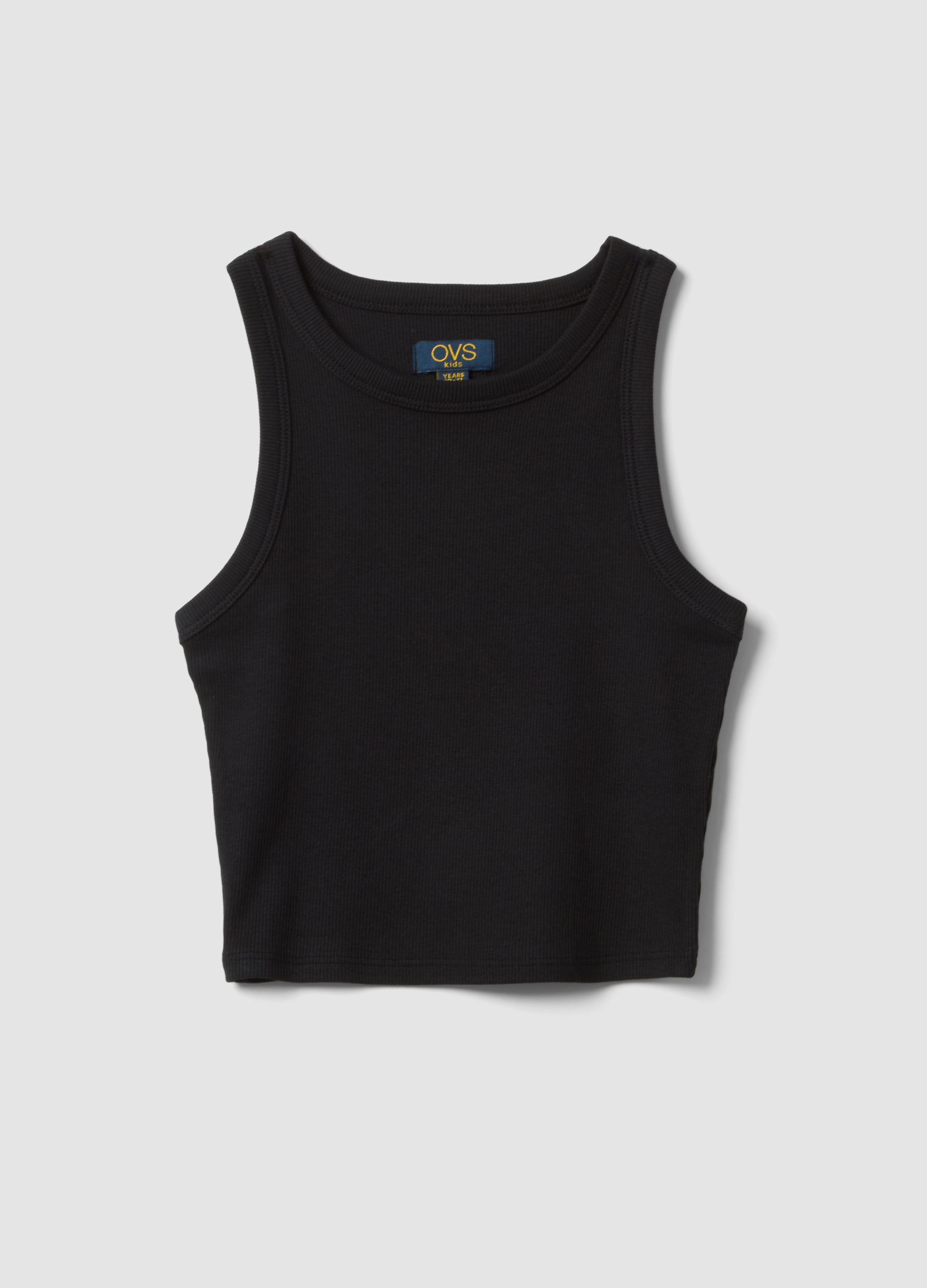 OVS KIDS, Canotta Fitted Nera In Cotone Elasticizzato A Coste Da Ragazza, Niña, Negro, Talla: 12-13