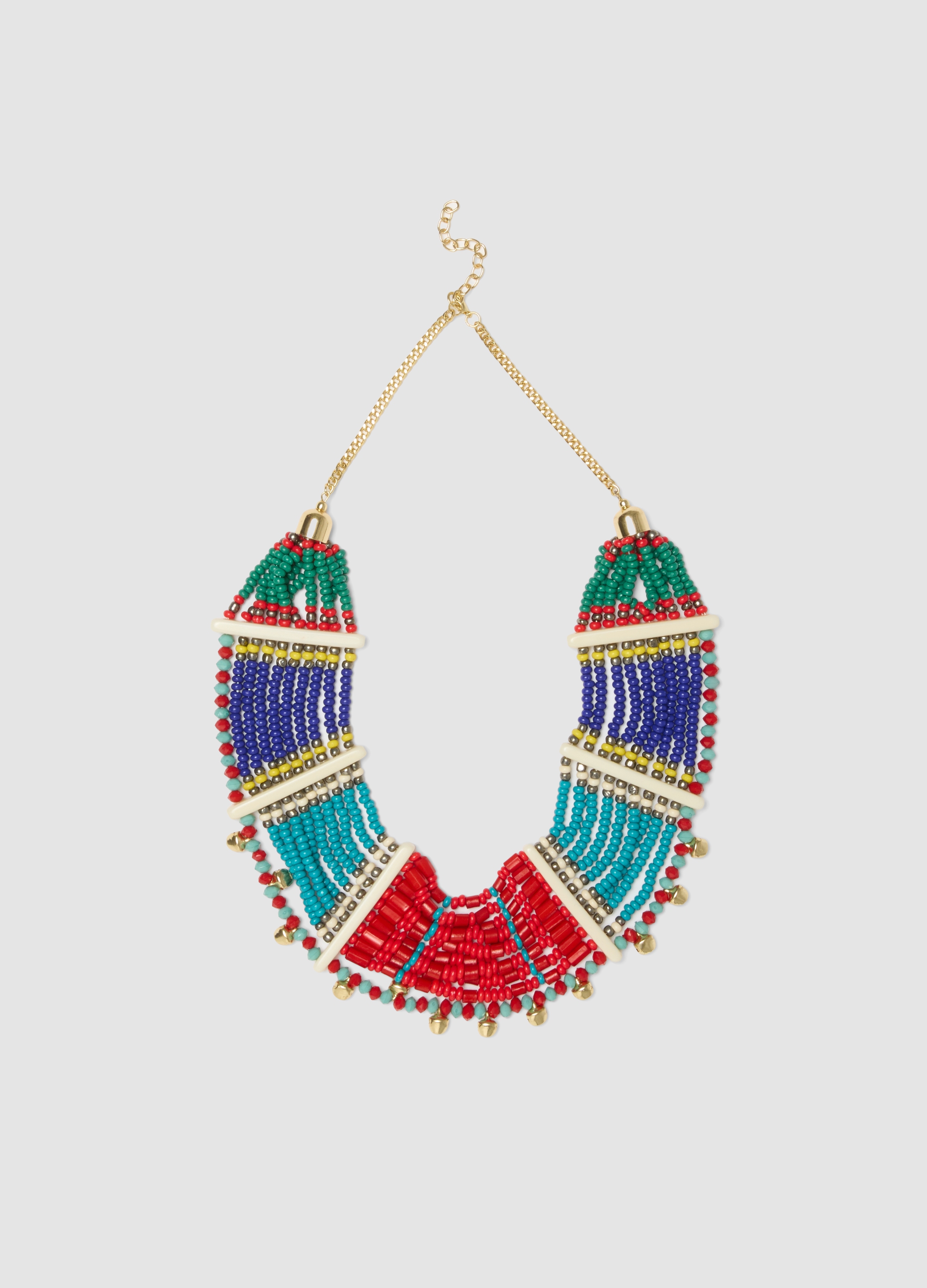 PIOMBO, Collar Multicolor Con Cuentas Y Detalles Dorados, Mujer, Azul/rojo, Talla: FASUL