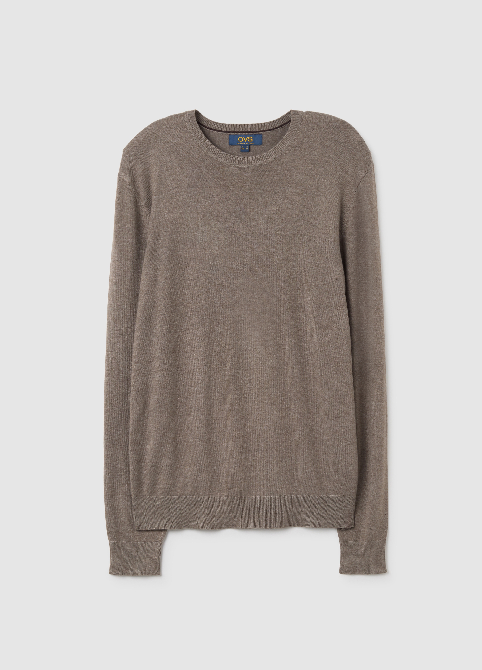 Suéter Marrón Regular Fit De Mezcla De Viscosa, Hombre, Marrón claro, Talla: M