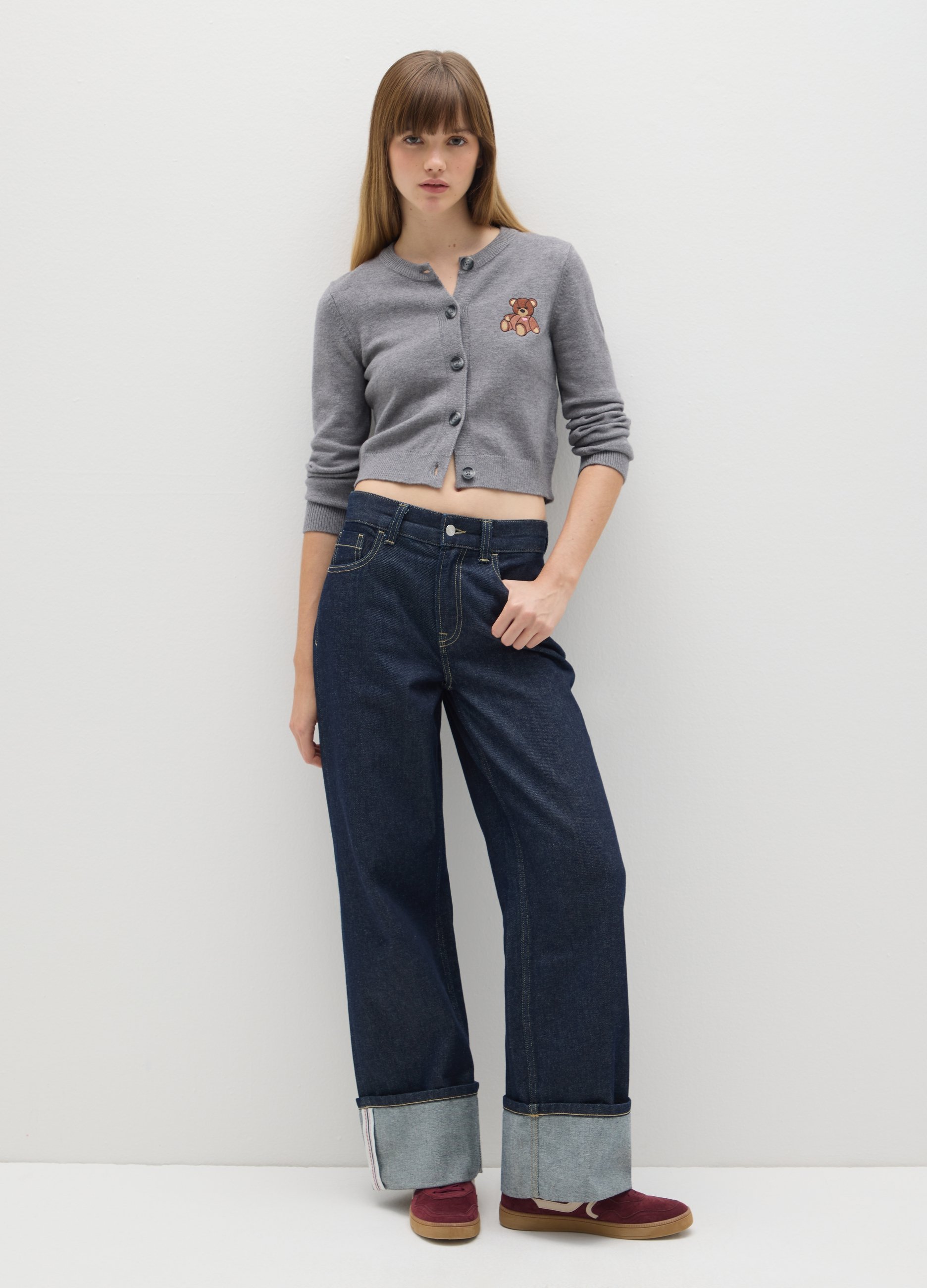 B.ANGEL, Cardigan Grigio Regular Fit Con Bottoni, Donna, Grigio, Taglia: XS