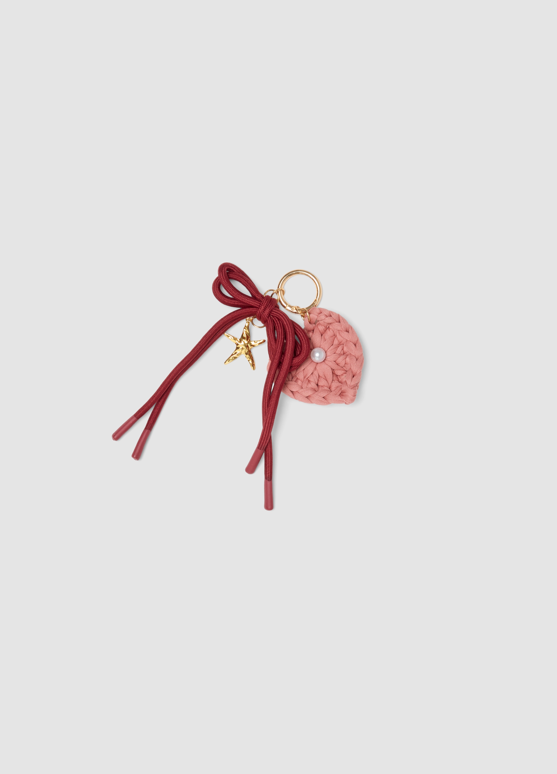 OVS, Portachiavi Rosa Con Cuore Intrecciato E Fiocco, Donna, Rosa, Taglia: ONE SIZE