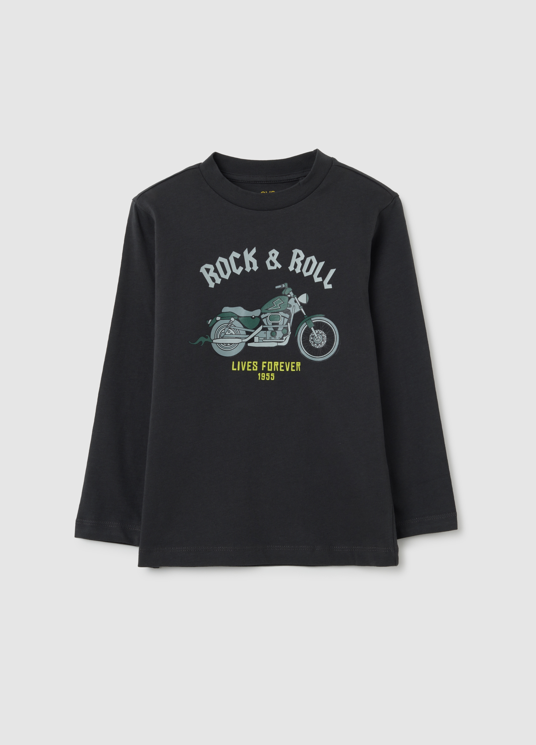 OVS, Maglia Da Bambino In Puro Cotone Nero Regular Fit, Nero, Taglia: 3-4