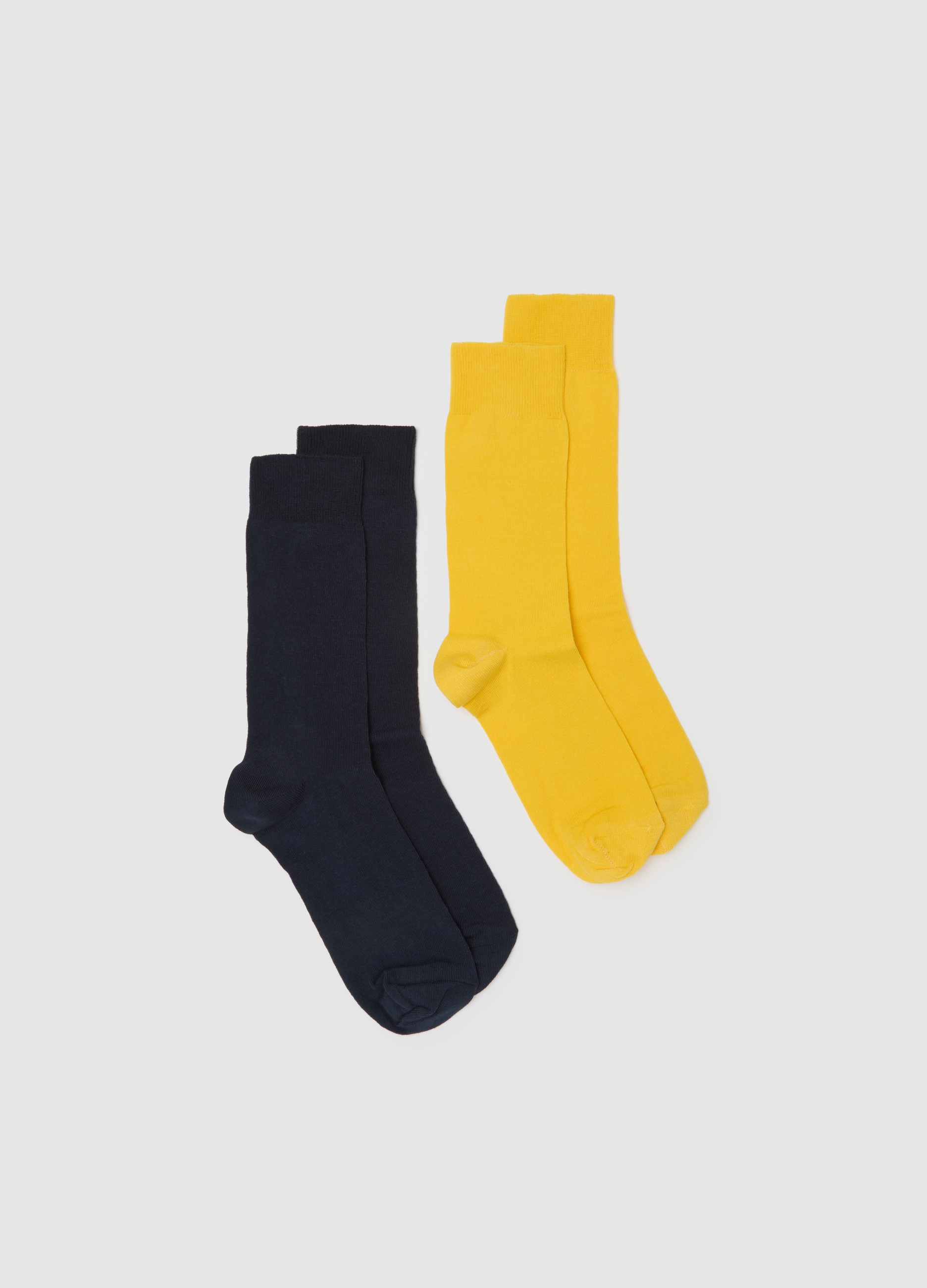 Pack De Dos Pares De Calcetines Multicolor De Algodón Elástico, Hombre, Azul/amarillo, Talla: 38/42