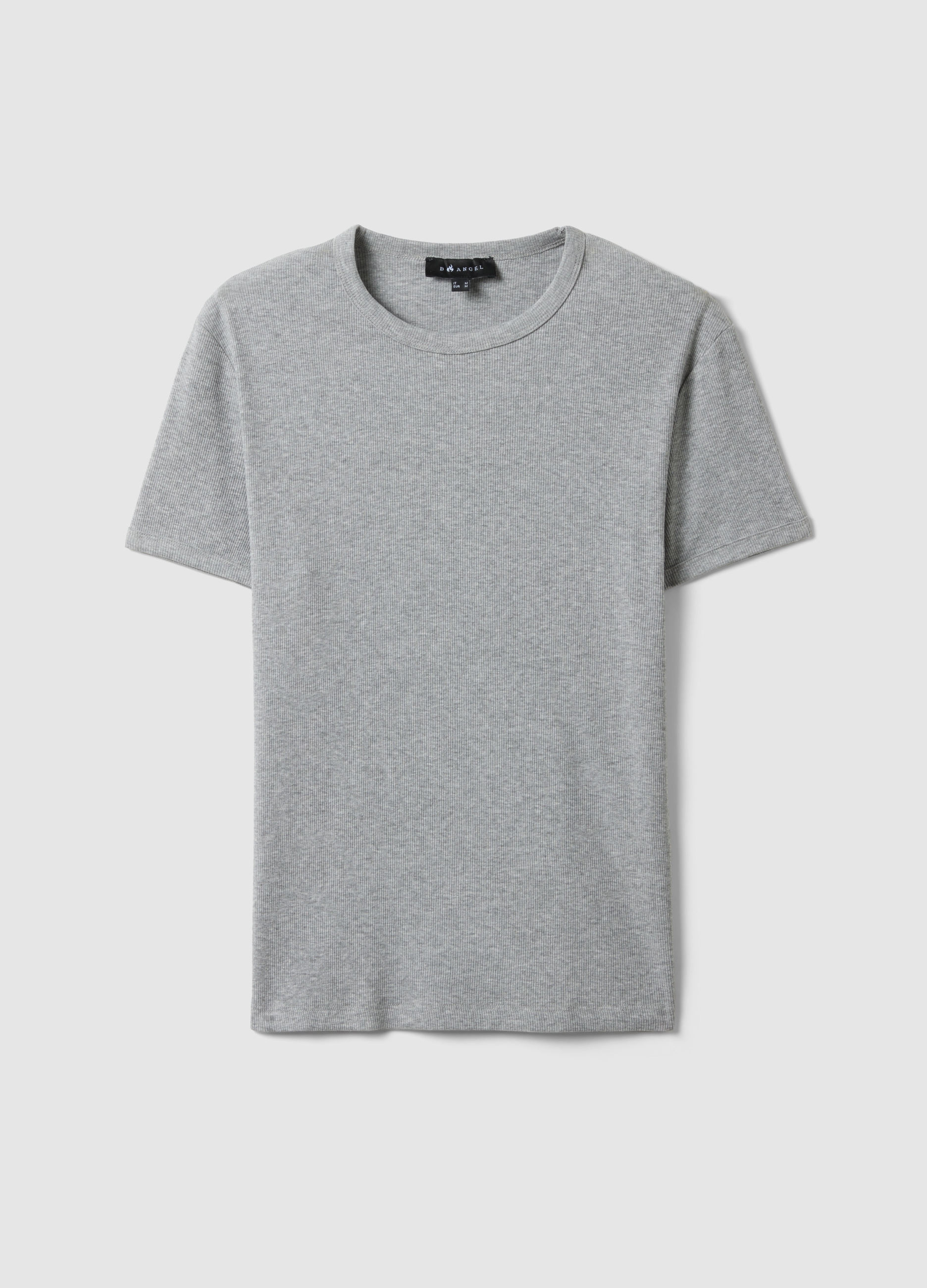 B.ANGEL, T-shirt In Cotone Elasticizzato Grigia Slim Fit, Hombre, Gris ceniza, Talla: L