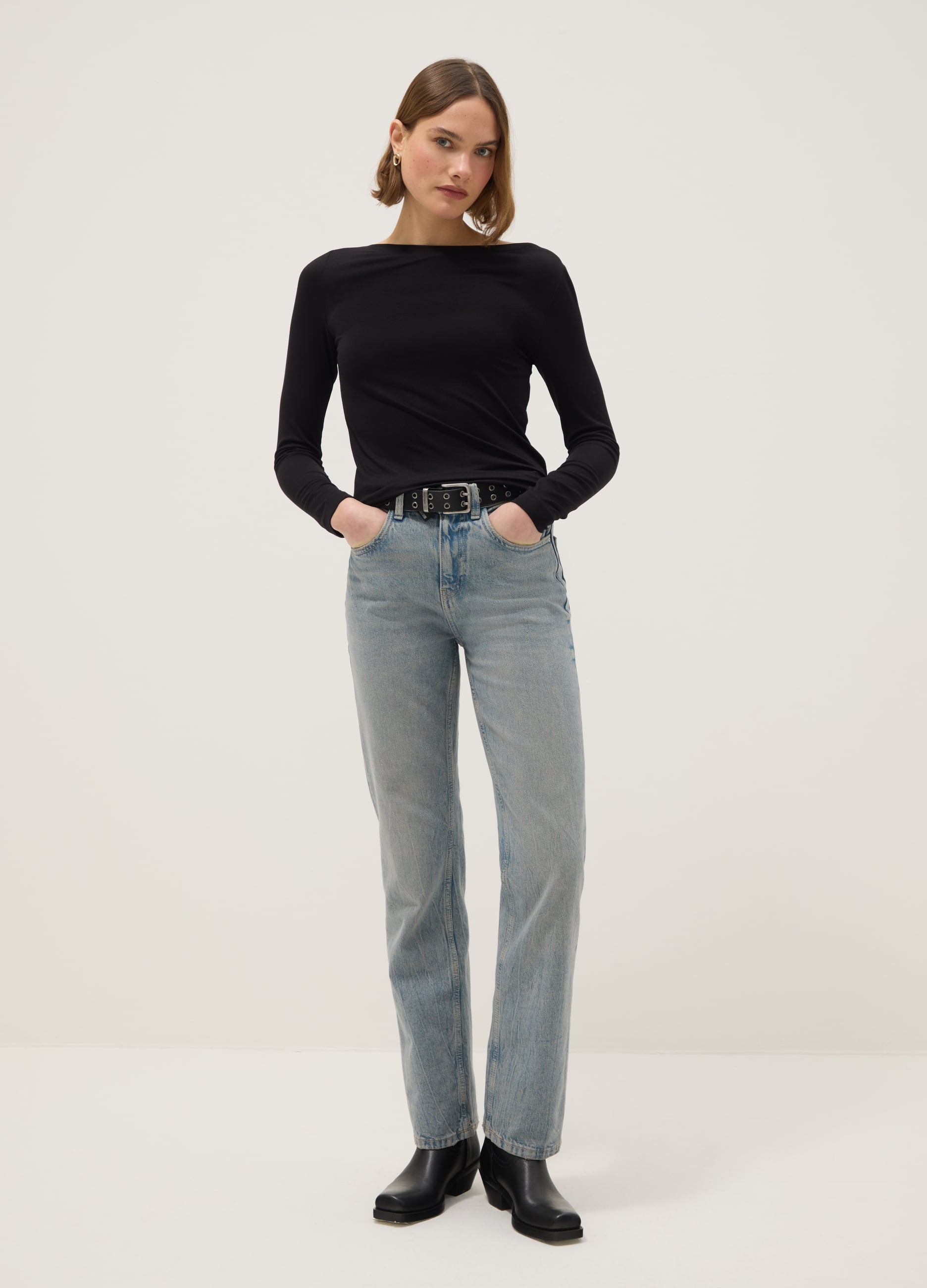 Republic Of Denim, Blauer Straight Fit Jeans Aus Reinem Baumwolle, Frau, Blu, Größe, 34