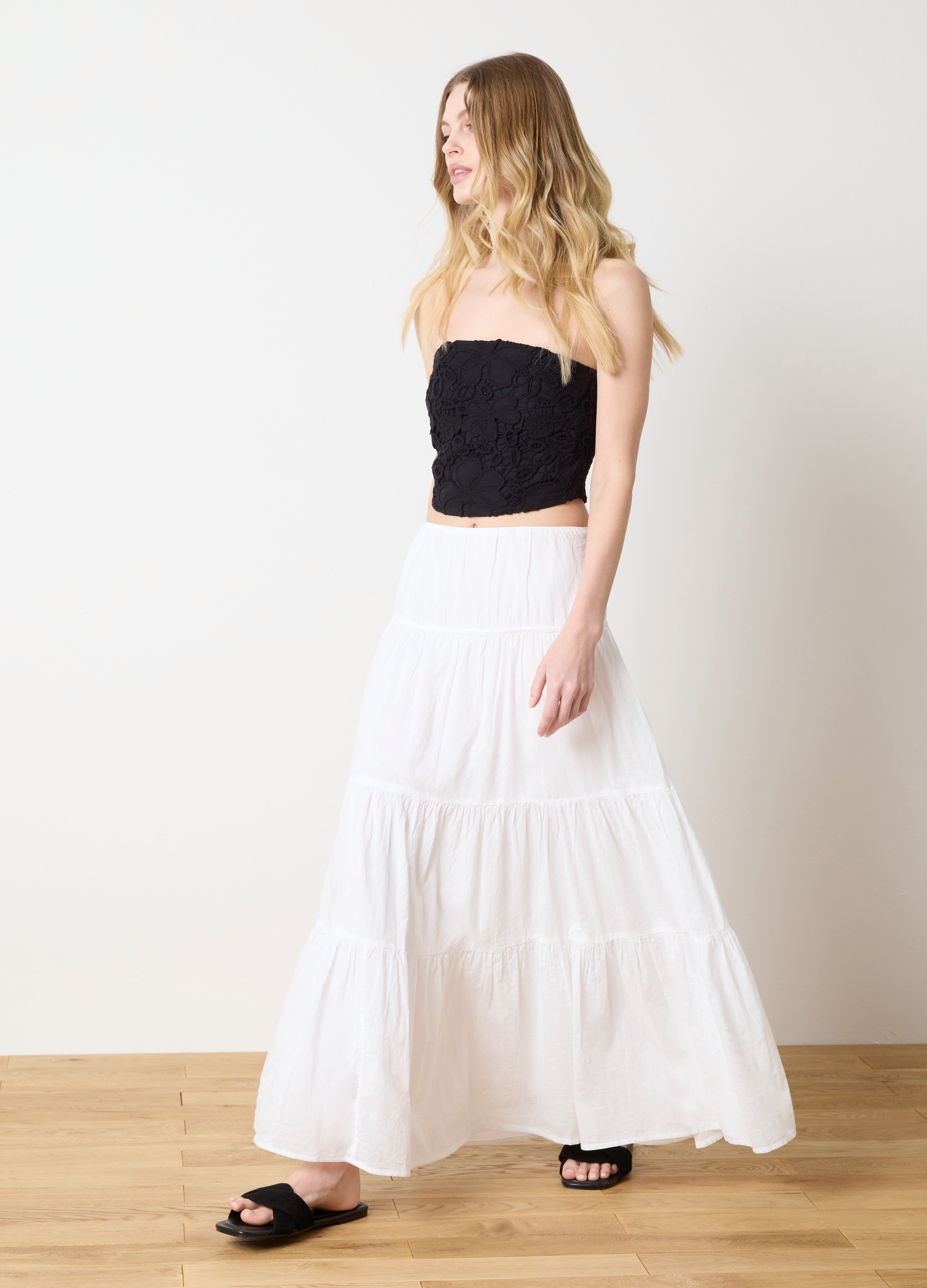 OVS, Gonna Lunga A Balze Bianca, Donna, Bianco, Taglia: XL