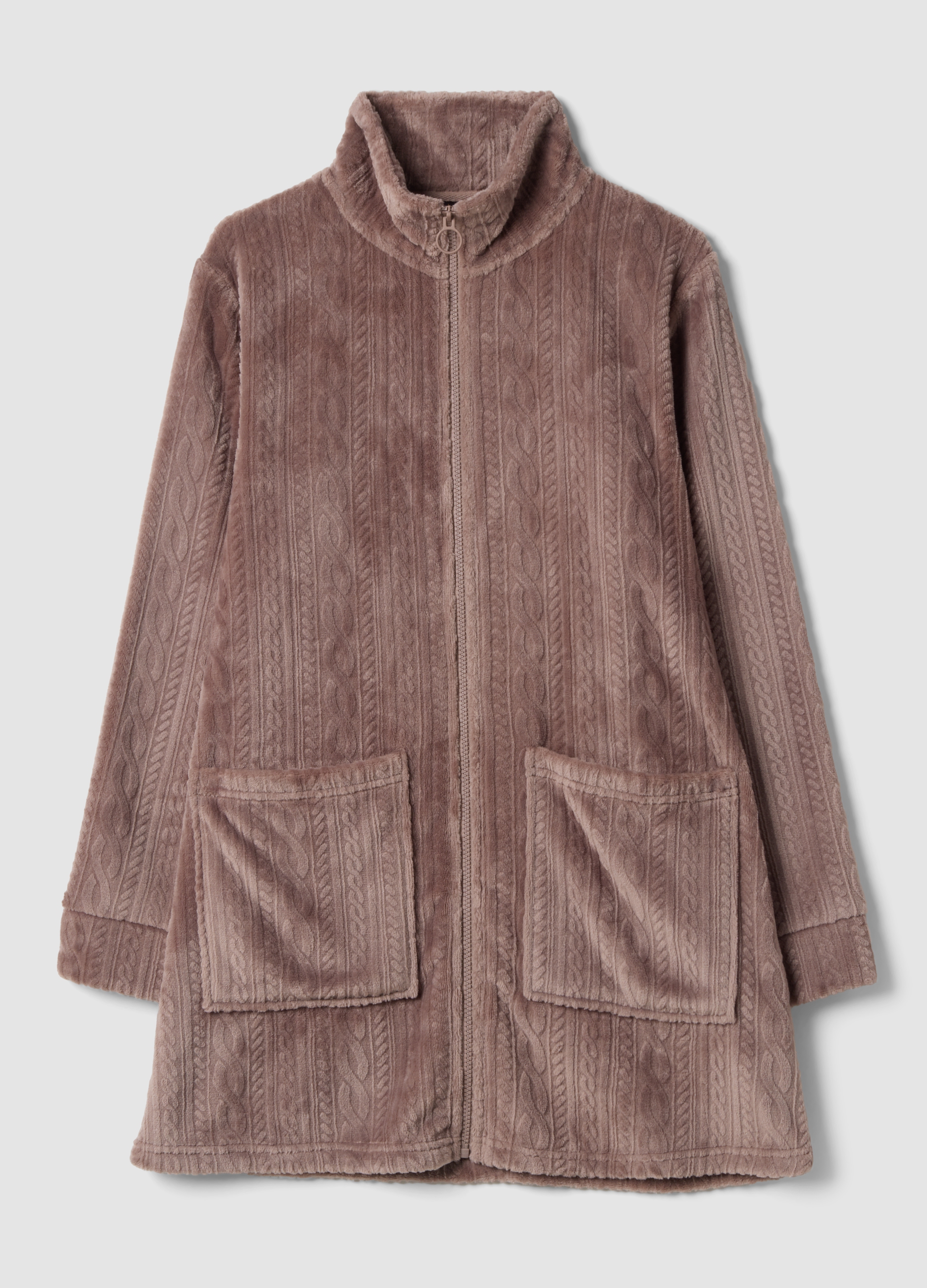 OVS, Vestaglia Rosa Con Zip E Motivo A Trecce, Donna, Rosa, Taglia: M