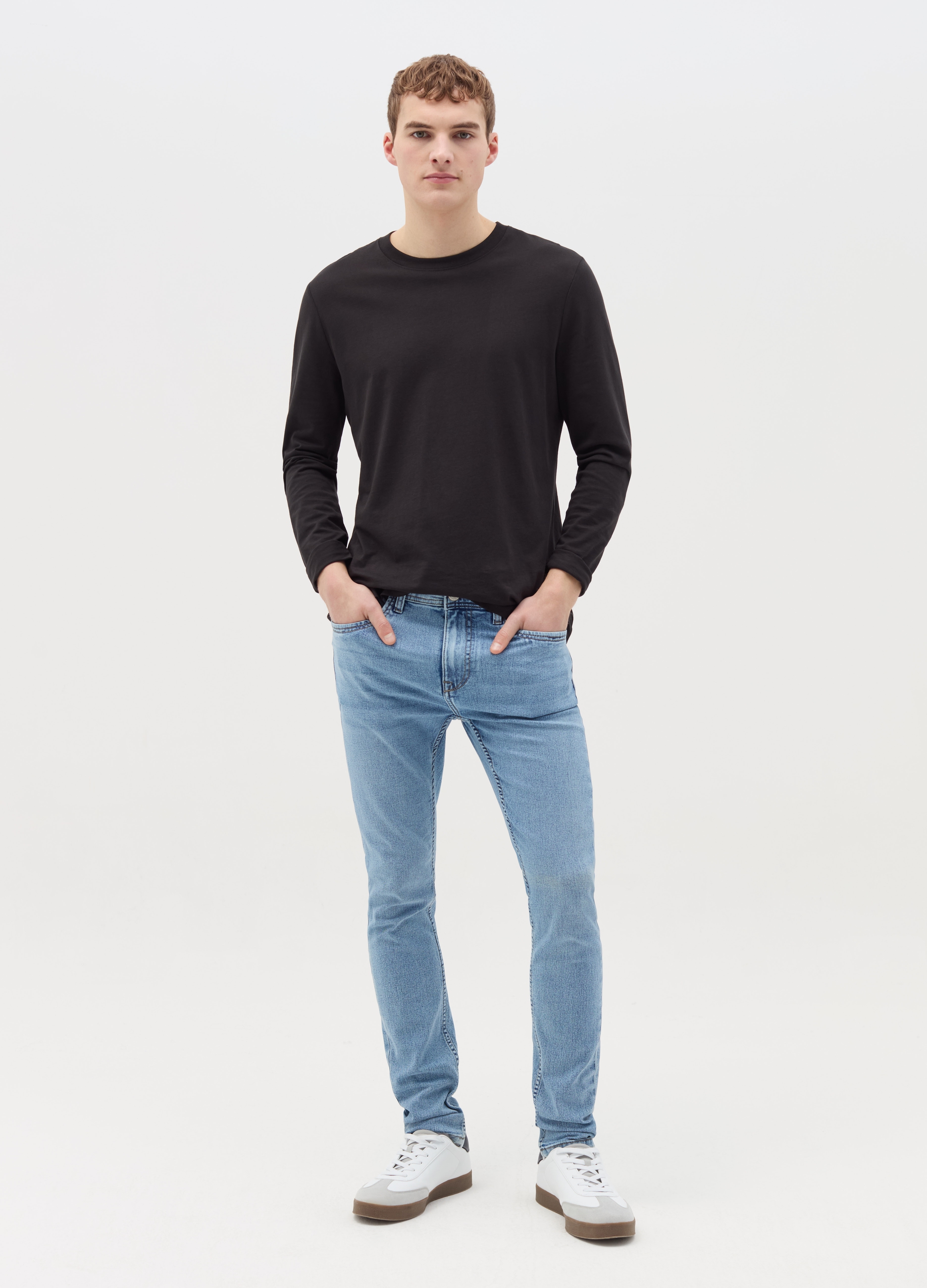 OVS , Jeans Super Skinny Fit Con Scoloriture, Uomo, Azzurro, Taglia: 42