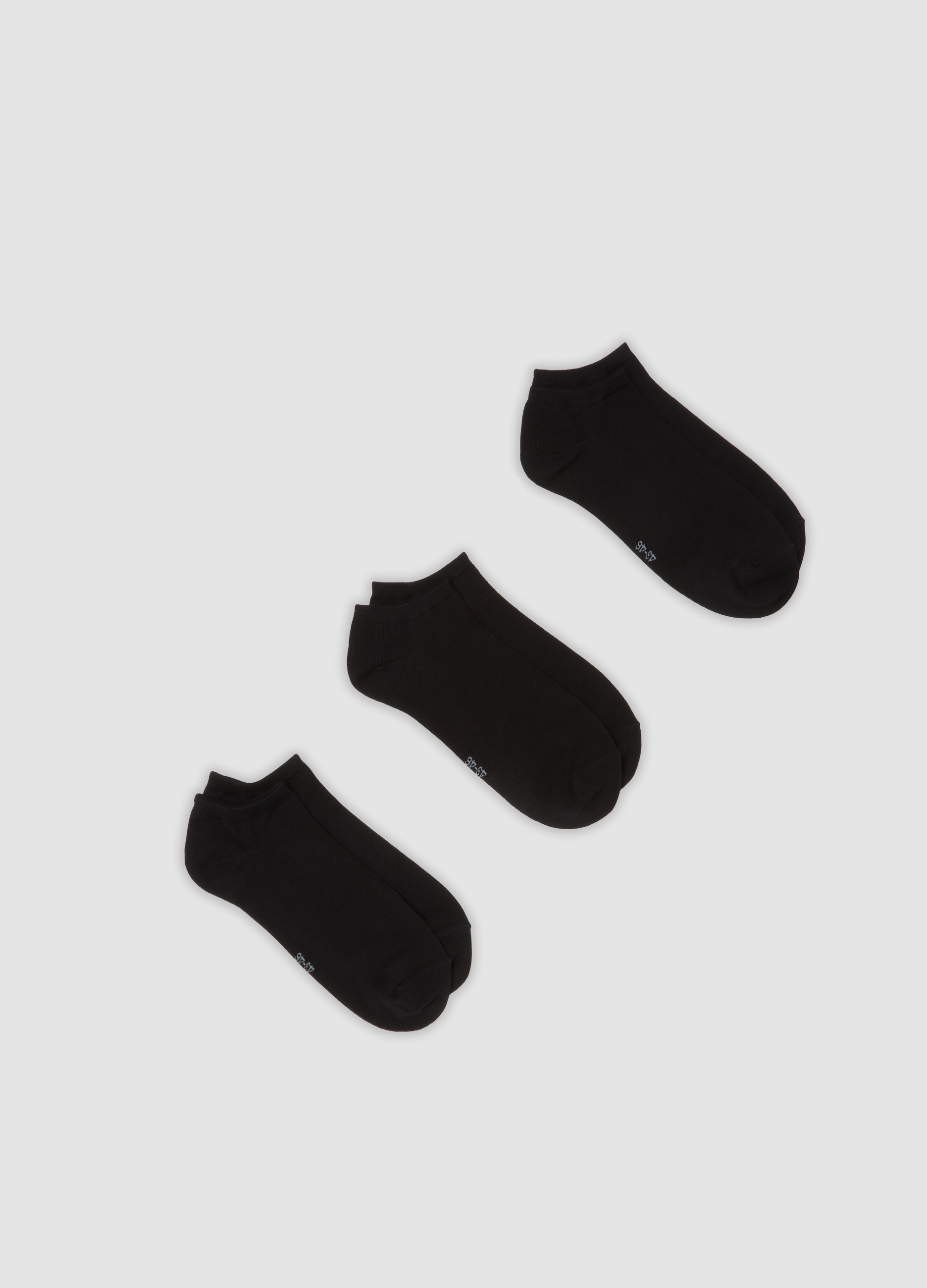 OVS, Tripack Di Calze Sportive Nere Alla Caviglia In Tessuto Elasticizzato, Uomo, Nero, Taglia: 38-42