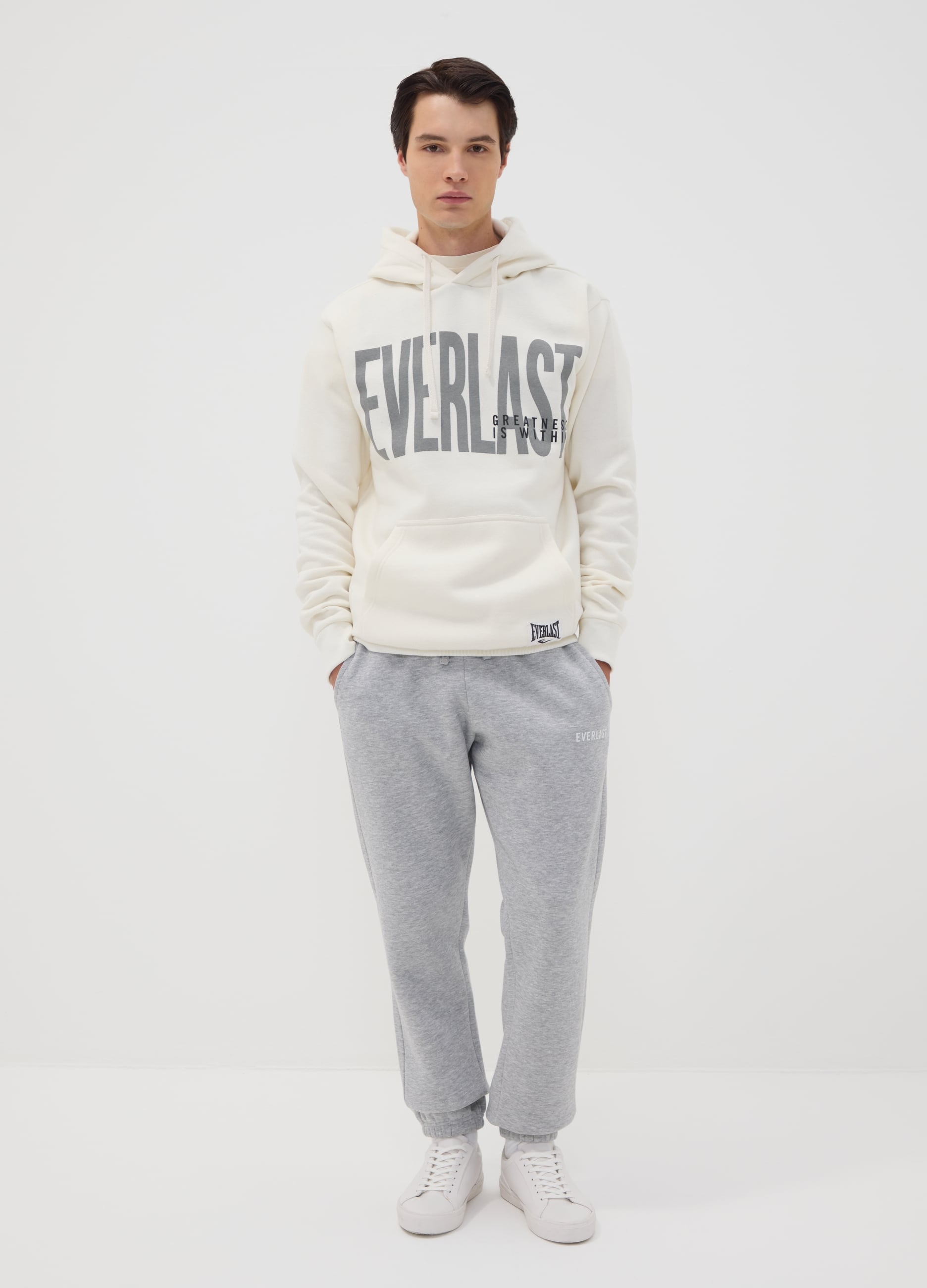 EVERLAST, Pantaloni Sportivi Grigi In Misto Cotone Con Logo, Unisex, Grigio, Taglia: S