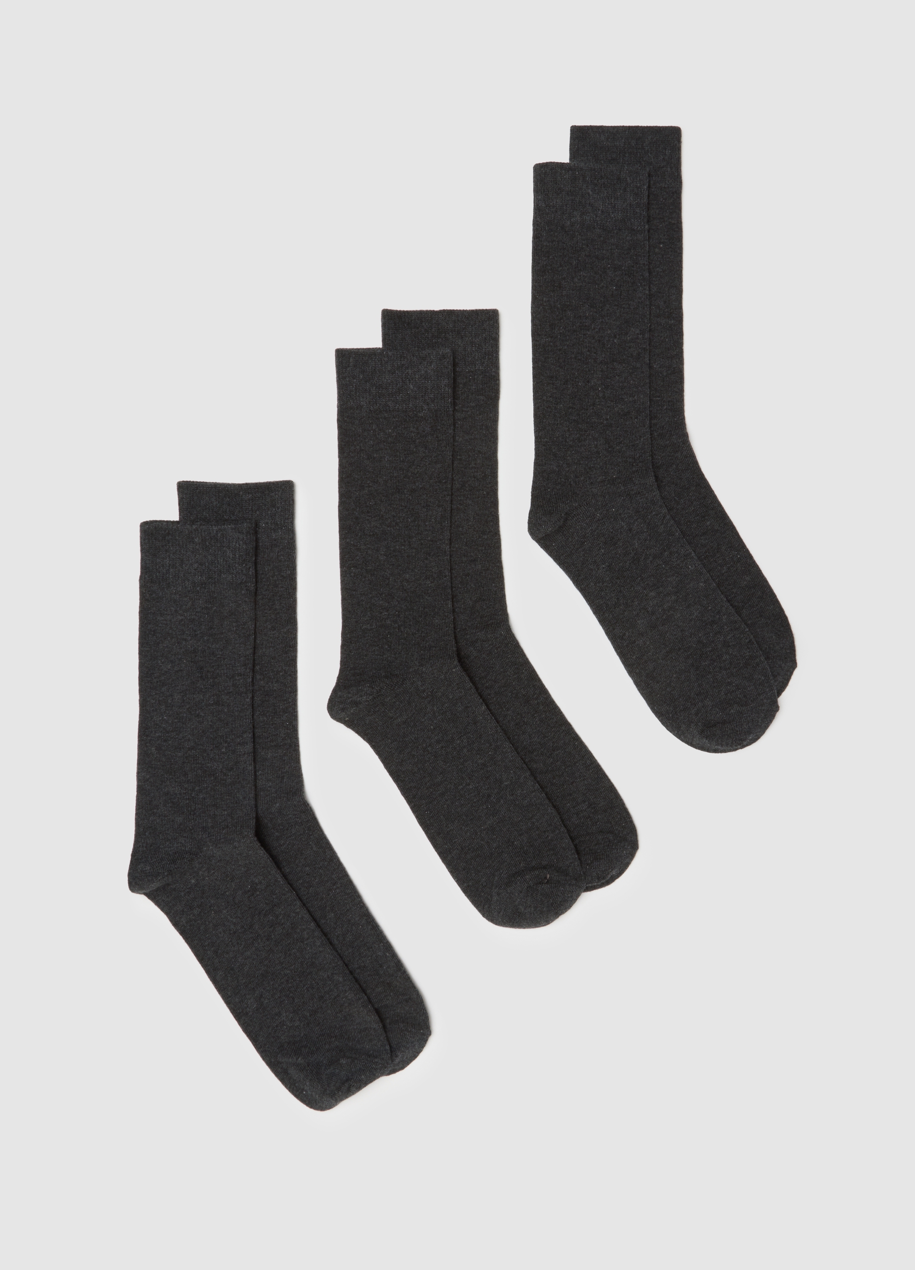 Tripack De Calcetines De Mezcla De Algodón Gris, Hombre, Gris oscuro, Talla: 43/46