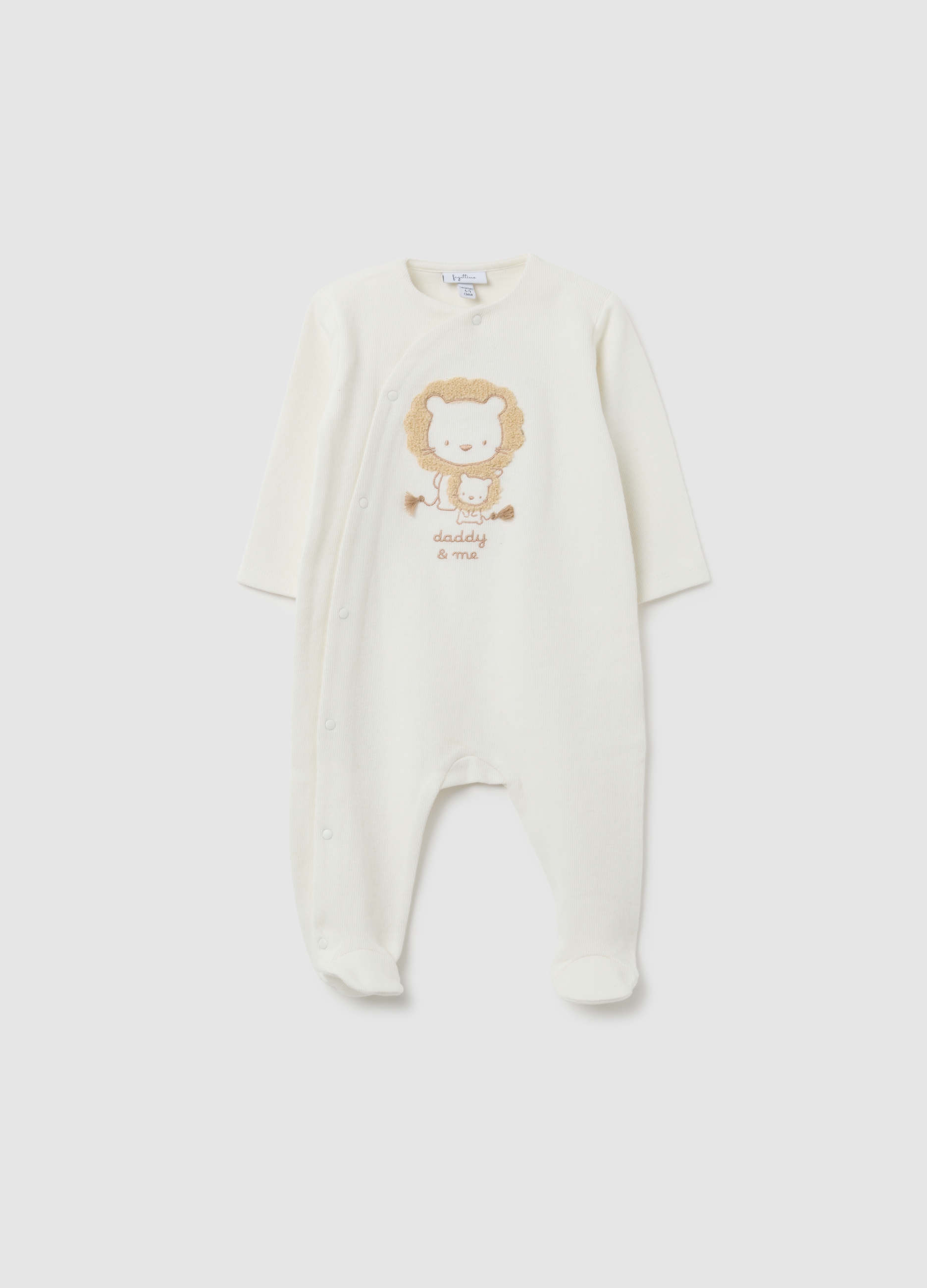 FAGOTTINO, Tutina Da Neonato In Puro Cotone Bianca Con Leoni, Unisex, Bianco, Taglia: 0-1