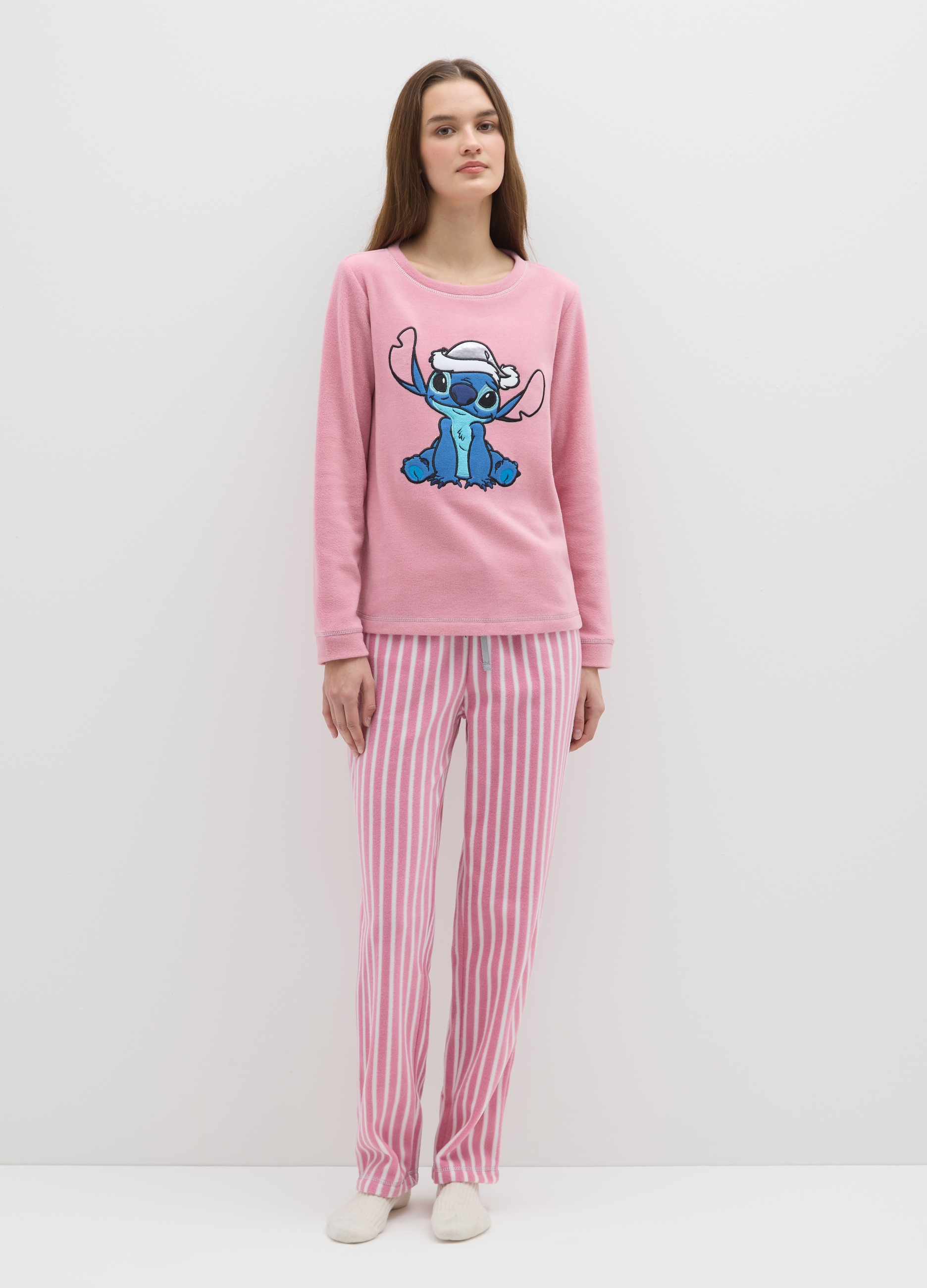 DISNEY, Pigiama A Righe Rosa Regular Fit Con Decorazione Disney, Donna, Rosa, Taglia: M