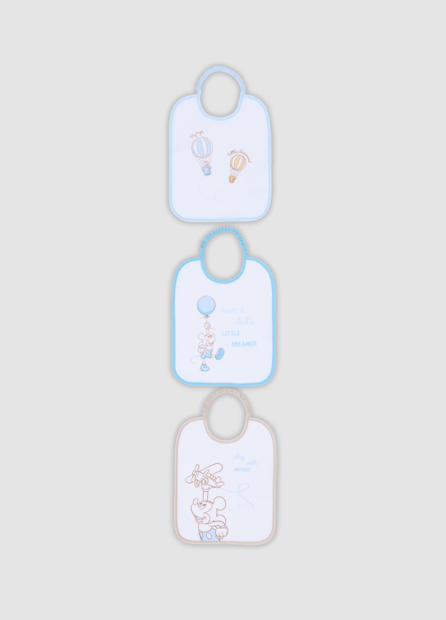 FAGOTTINO, Tripack Di Bavaglini In Cotone Organico Con Grafiche Mickey Mouse Per Neonato, Multicolor, Taglia: T.U.