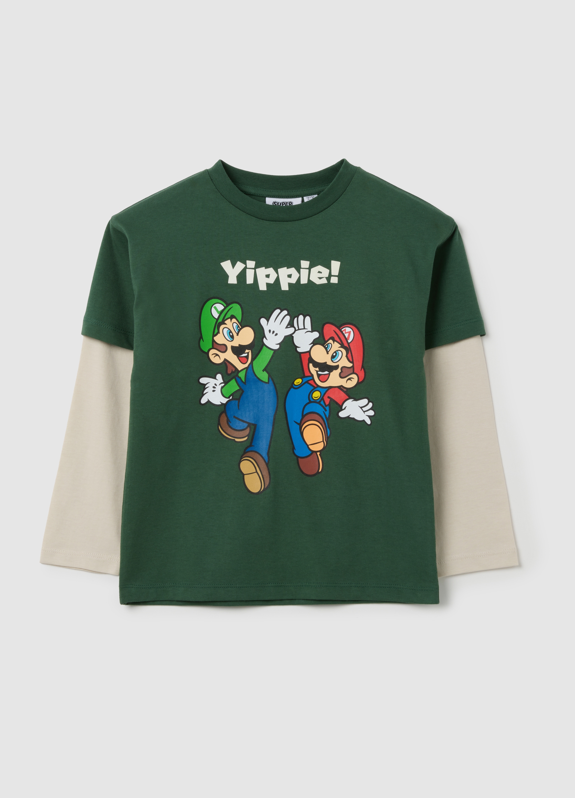 Camiseta Infantil De Algodón Puro Verde - Ajuste Regular, Niño, Beige/Verde, Talla: 3-4