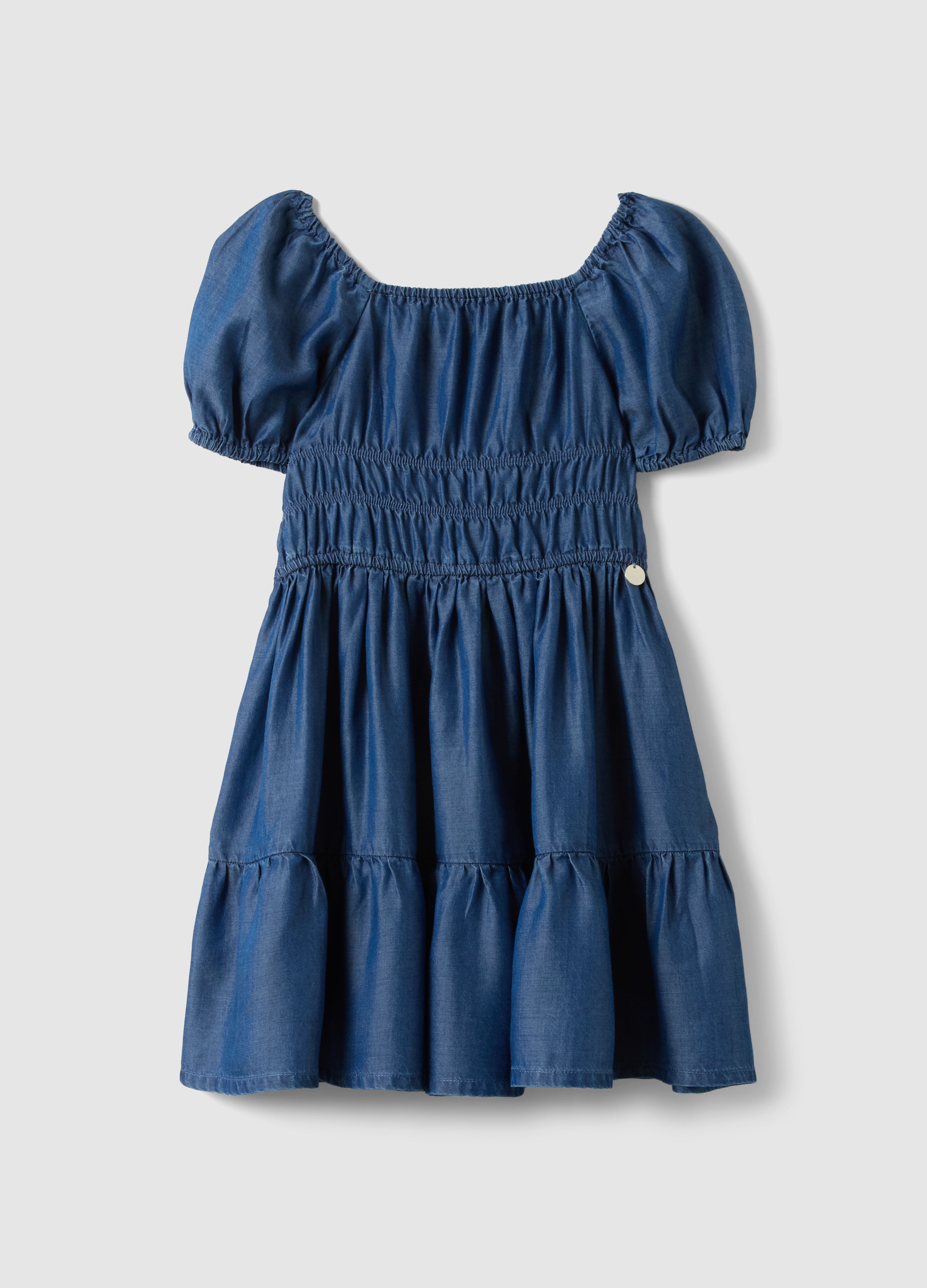 REPUBLIC OF DENIM, Vestido Azul De Niña En Puro Lyocell Regular Fit Con Elástico, Niña, Blu Bluette, Talla: 9-10